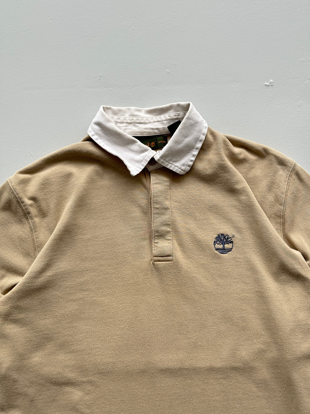 Cream Timberland 00's Vintage Long Sleeve Rugby Polo Jersey - Small