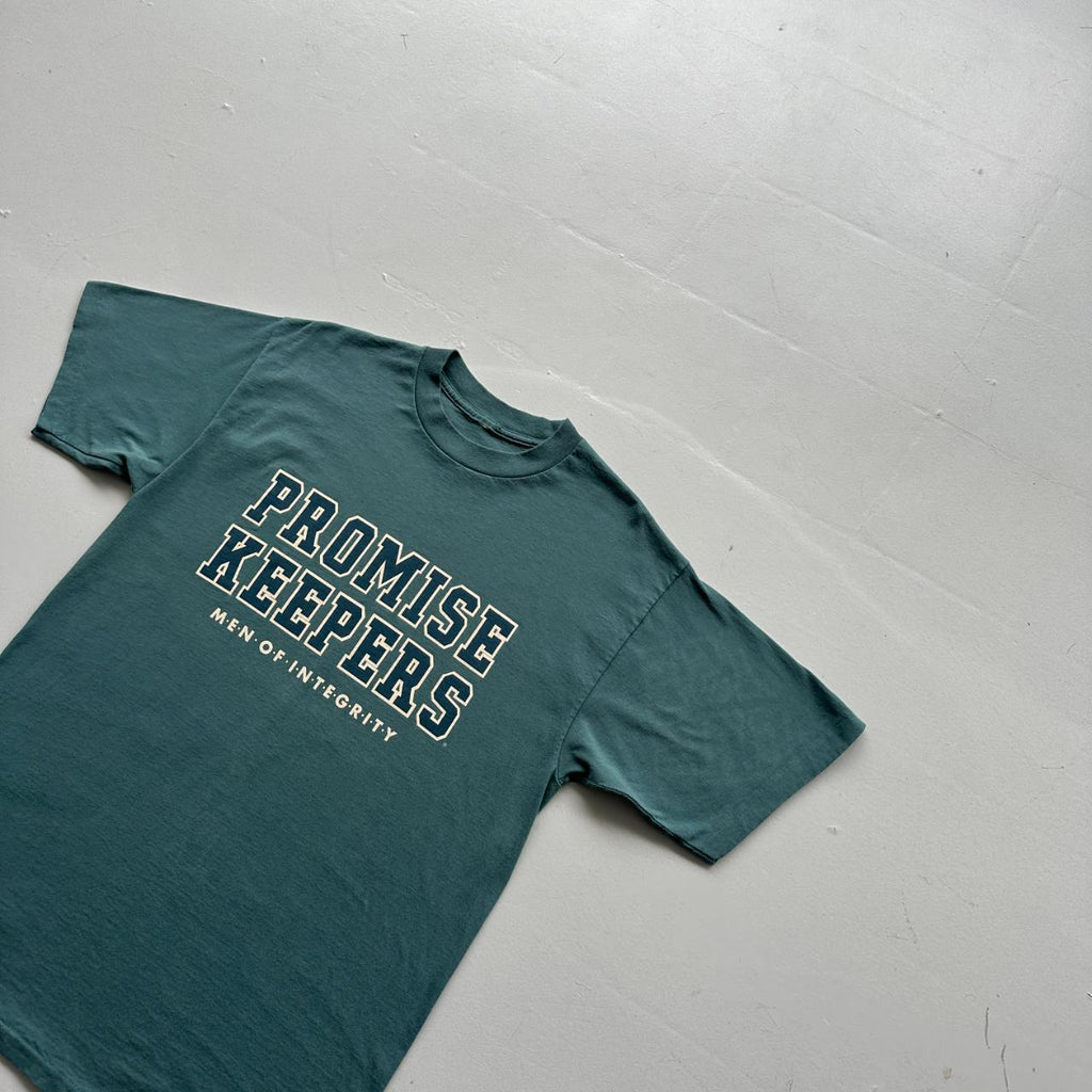Teal Blue Promise Keepers Slogan 90s Vintage T-shirt - Medium