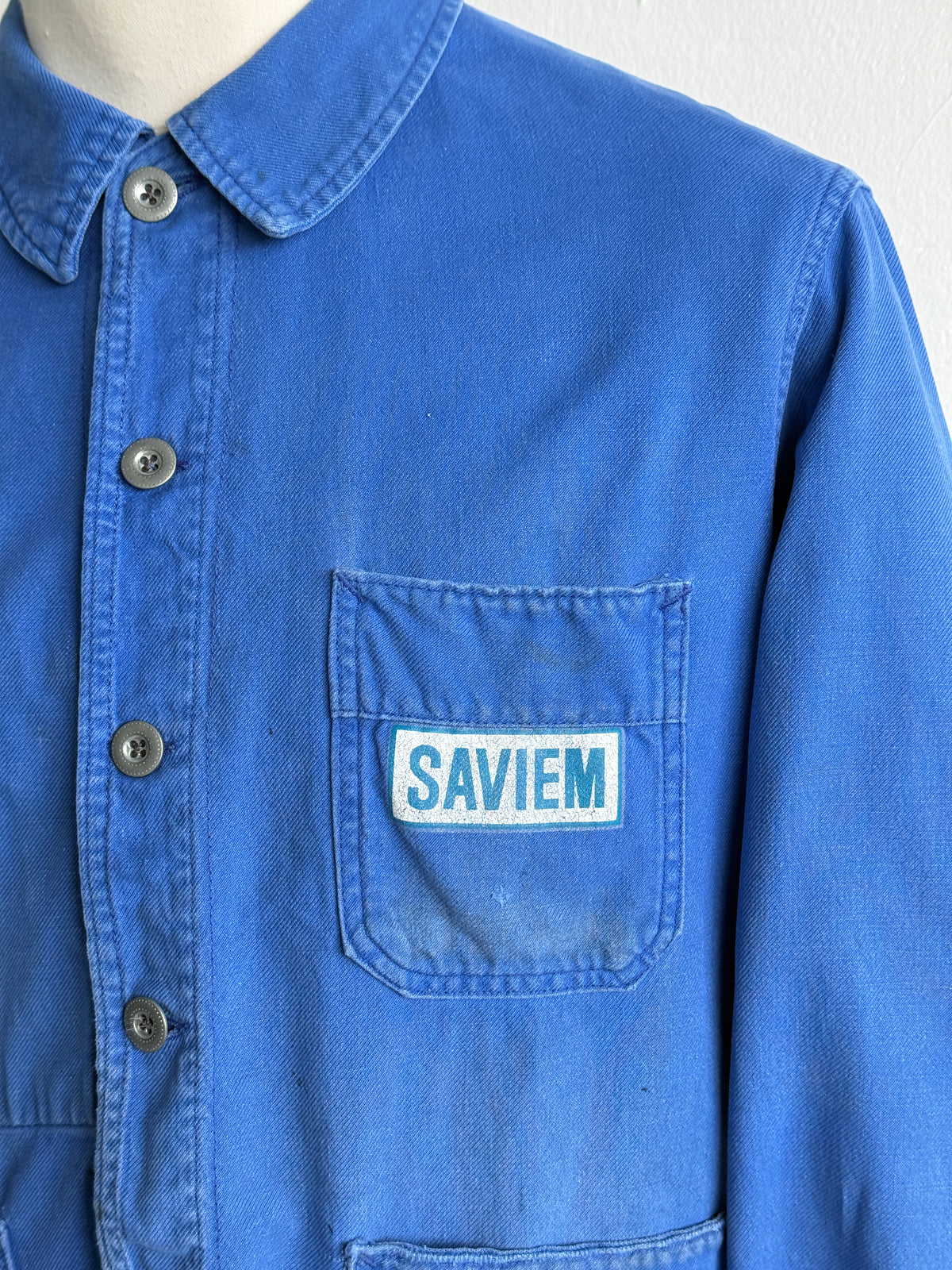 Thrashed Blue Adolphe Lafont 70's Vintage Workwear Chore Jacket CH522 - Small