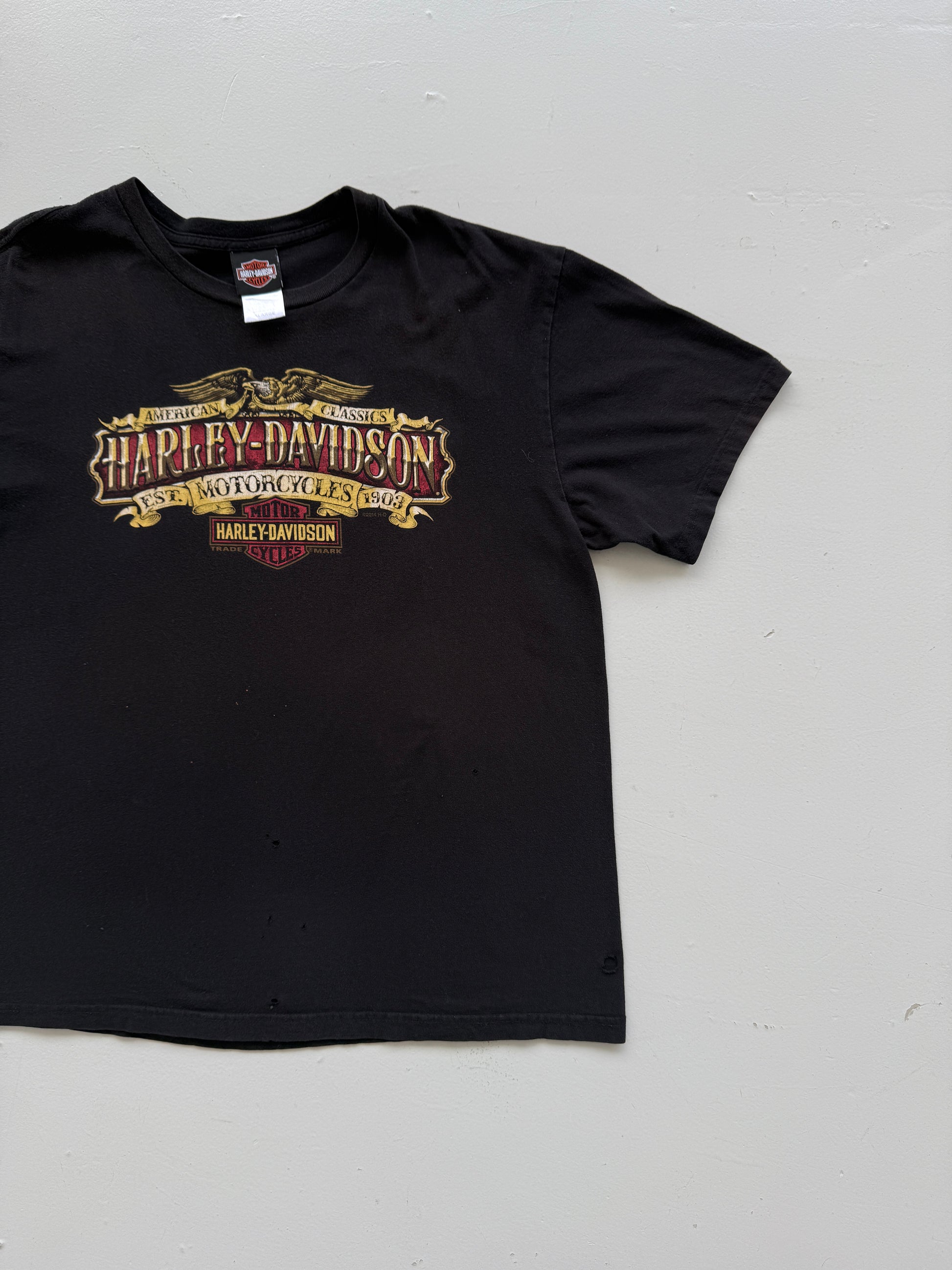 Black Harley Davidson 00's Vintage Y2K Thrashed Graphic T-Shirt - XL
