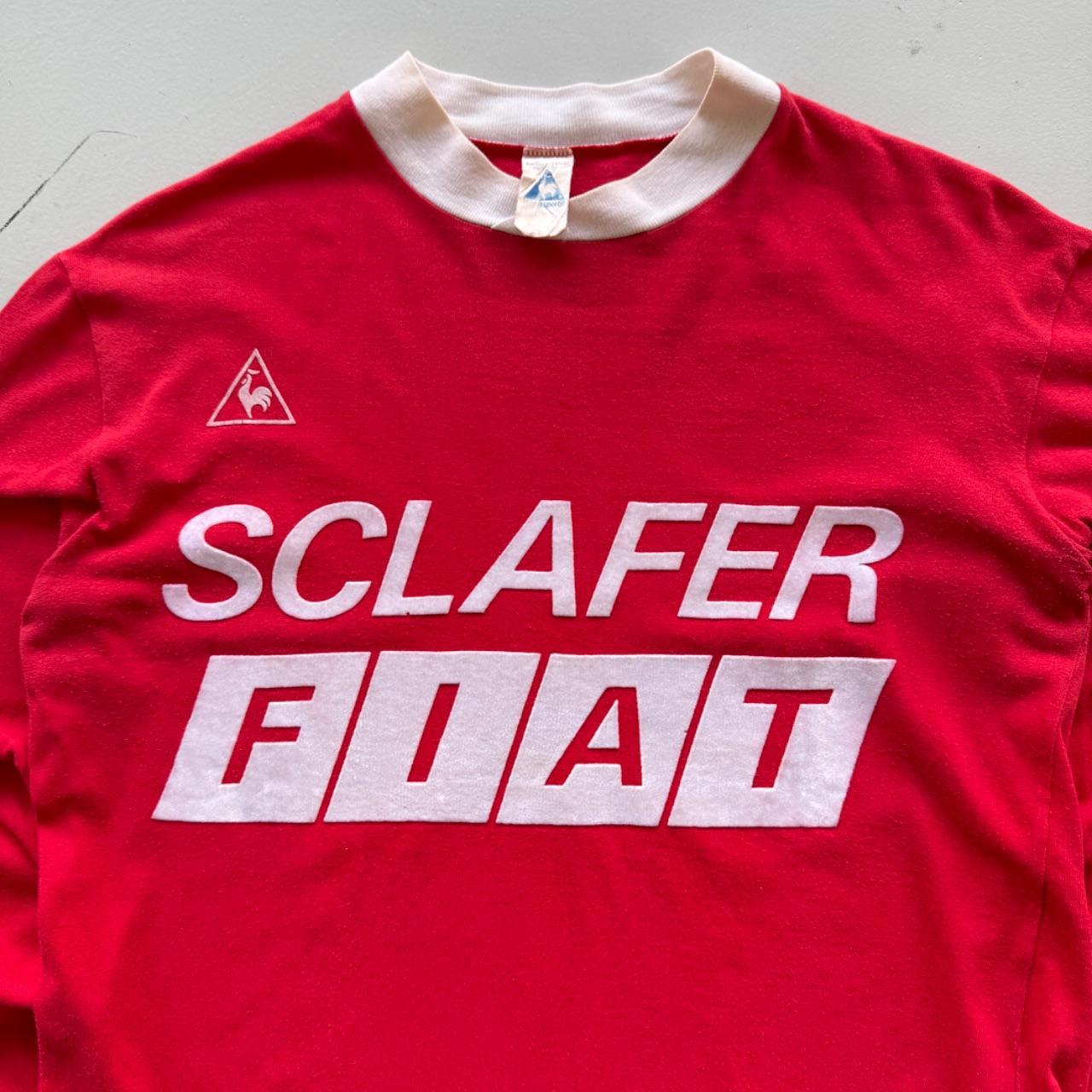 Red Fiat 90s Vintage Le Coq Sportif Long Sleeve T-Shirt - Small