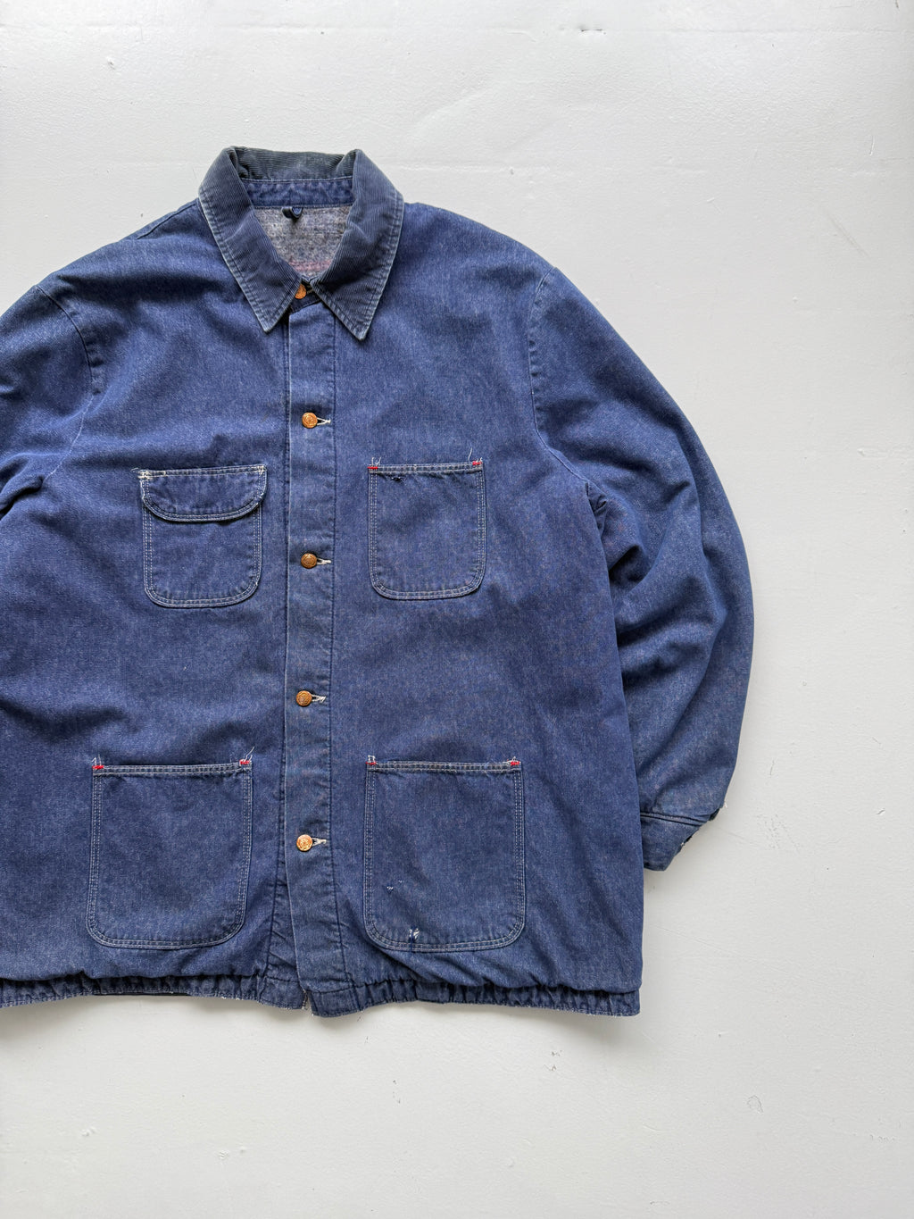 Blue Flannel Lined Denim 70's Vintage Chore Jacket - 2XL