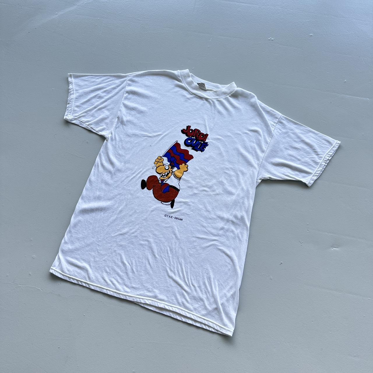 White Jordi Culé Cartoon Vintage 90’s T-shirt - Medium