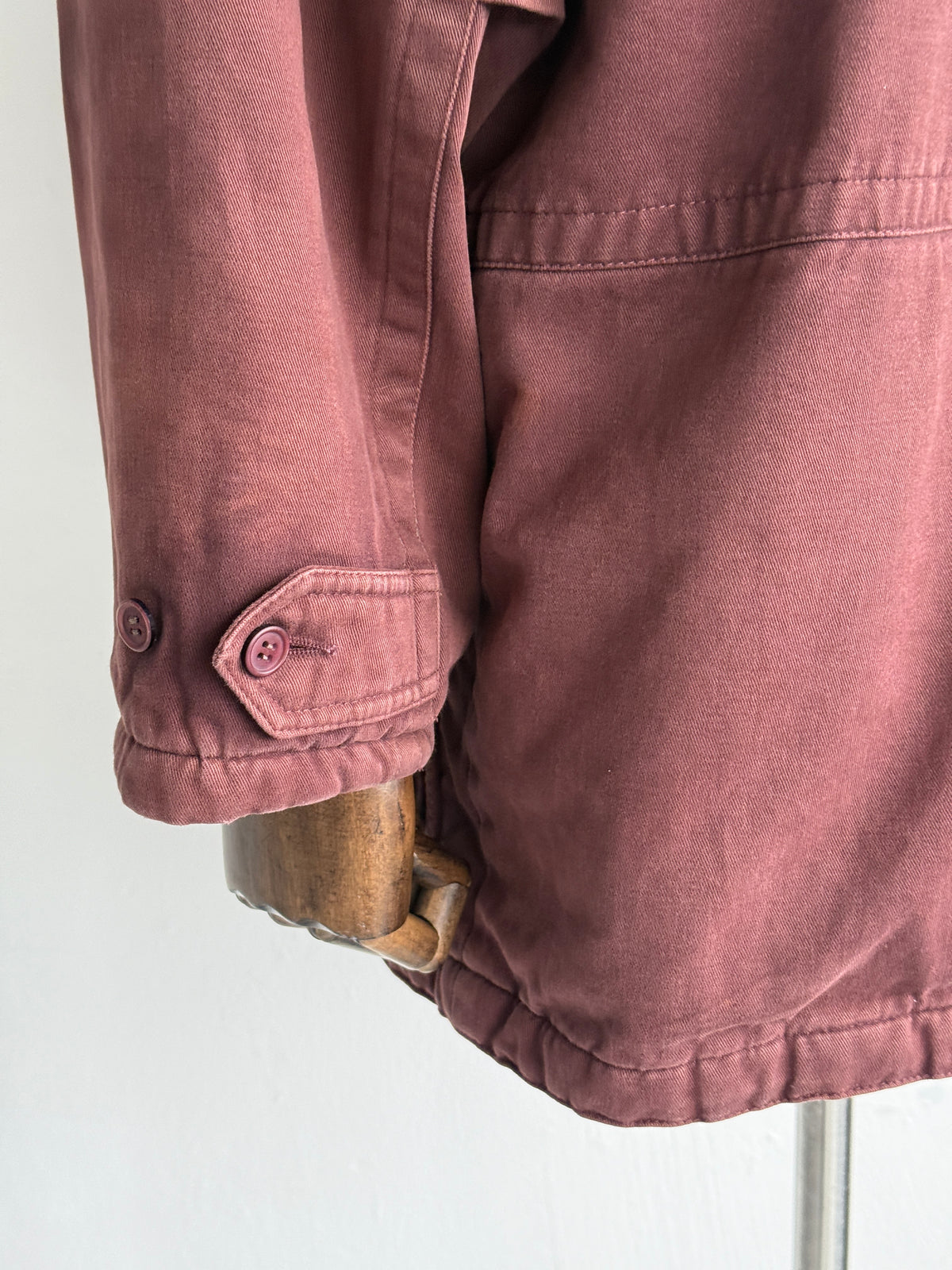 Aquascutum Burgundy Corduroy Collar Vintage Insulated Barn Jacket - Large