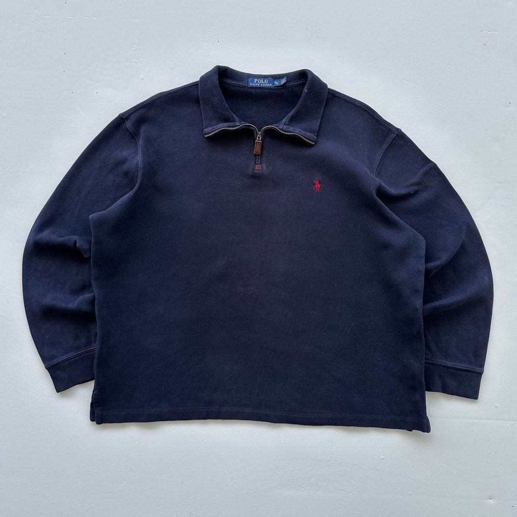Navy Polo Ralph Lauren Quarter Zip Sweatshirt - Boxy XL