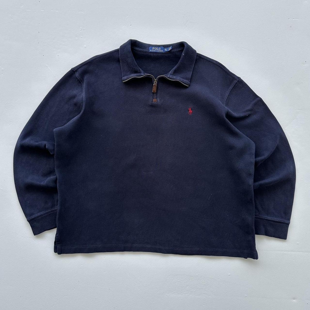 Navy Polo Ralph Lauren Quarter Zip Sweatshirt - Boxy XL