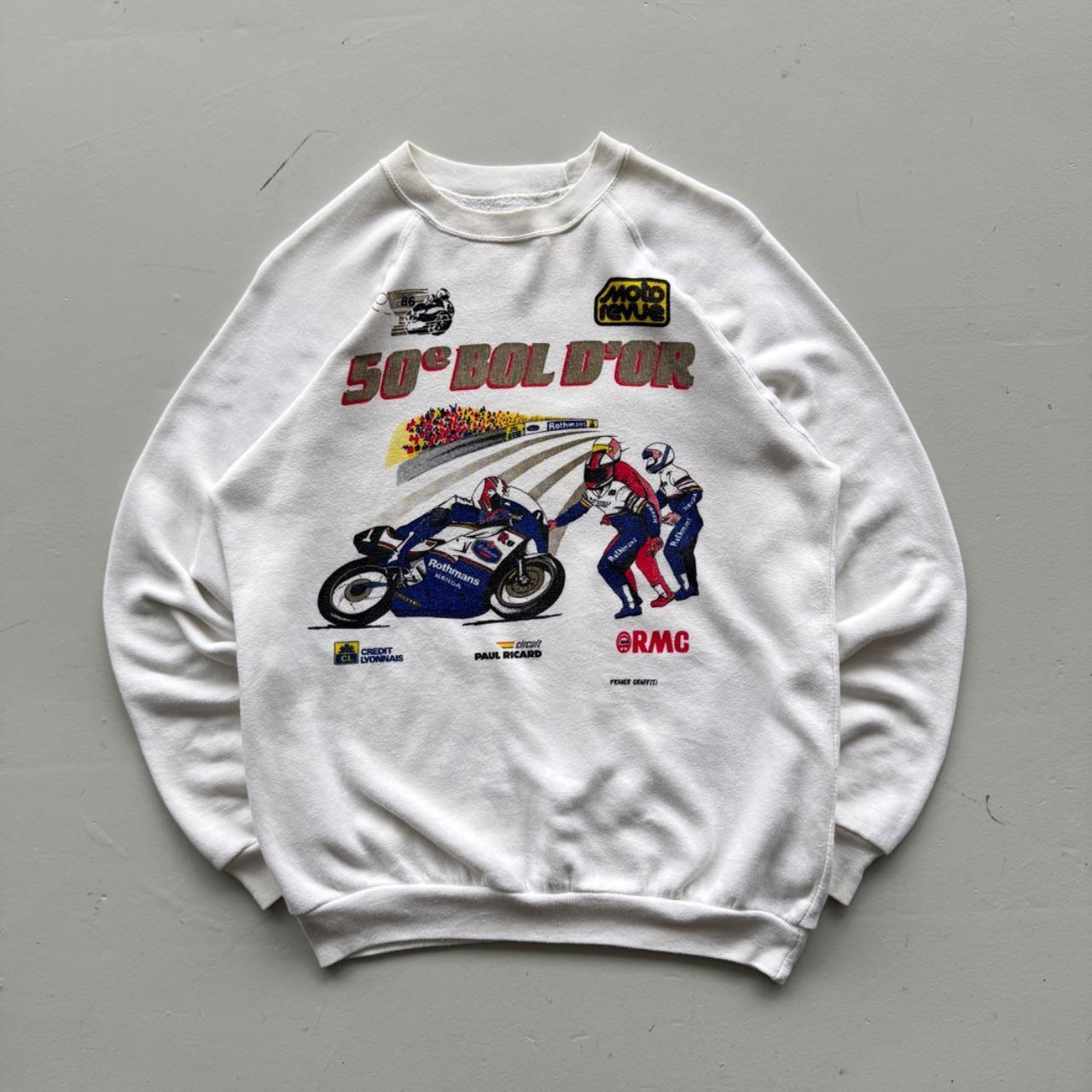 White Mortorcycle Racing 90’s Vintage Graphic Sweatshirt - Small