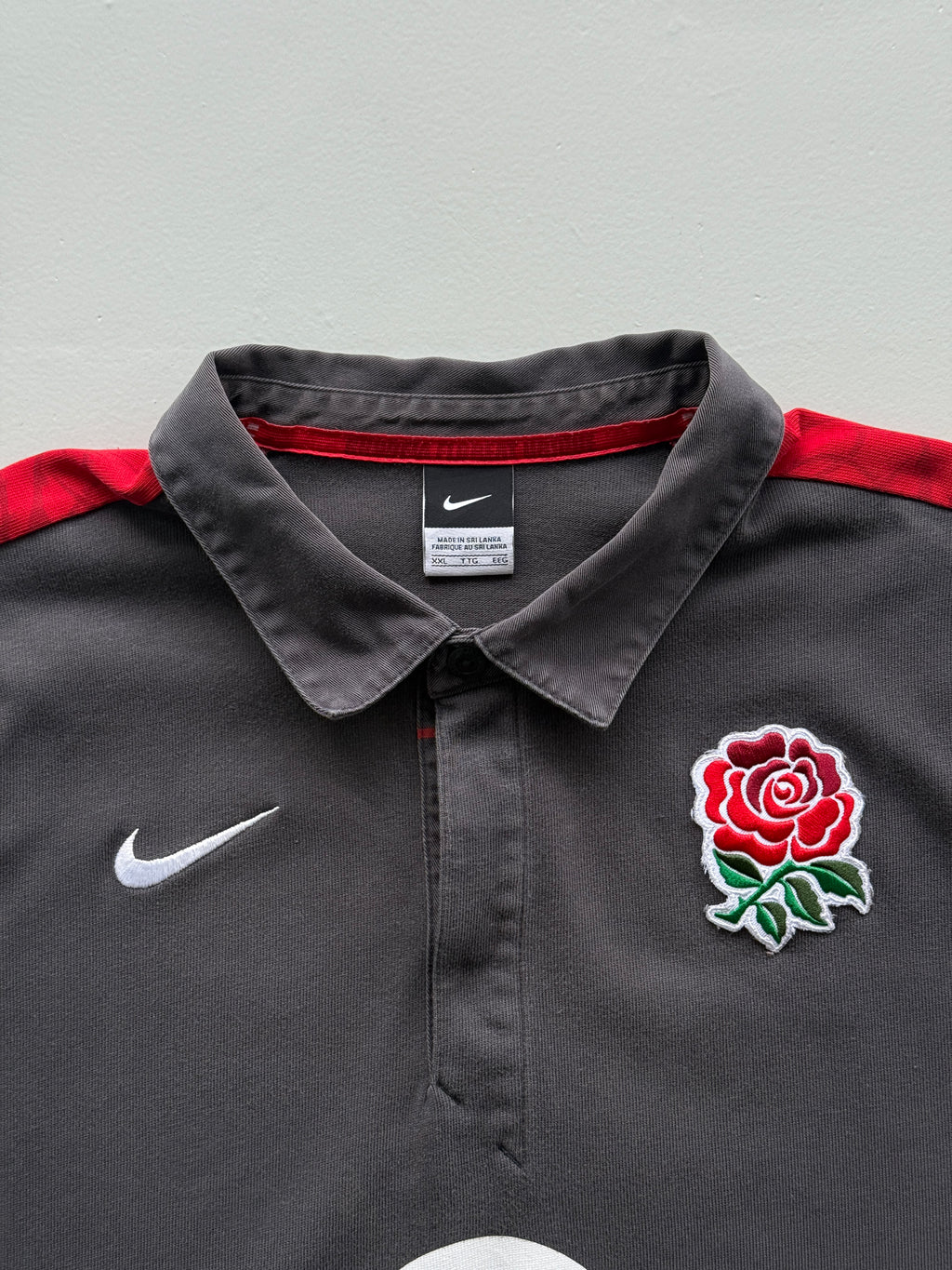 Nike England O2 03/04 Away Long Sleeve Rugby Polo Jersey - XL