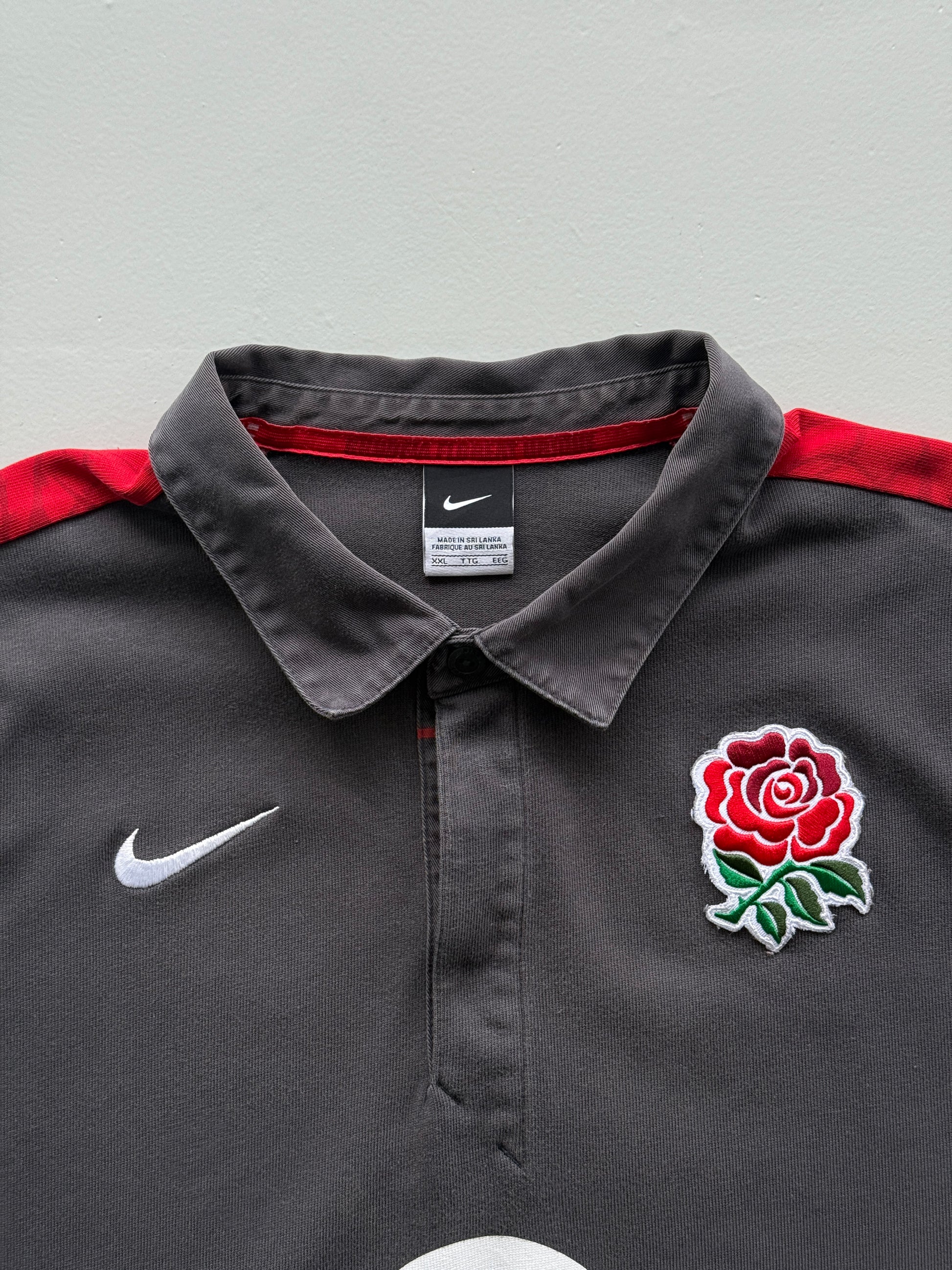 Nike England O2 03/04 Away Long Sleeve Rugby Polo Jersey - XL