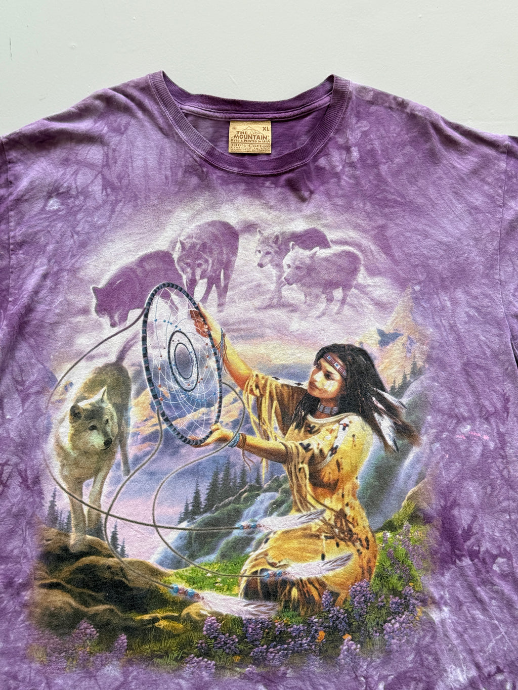 Purple Tie-Dye The Mountain 90's Vintage Hippie Graphic T-Shirt - XL