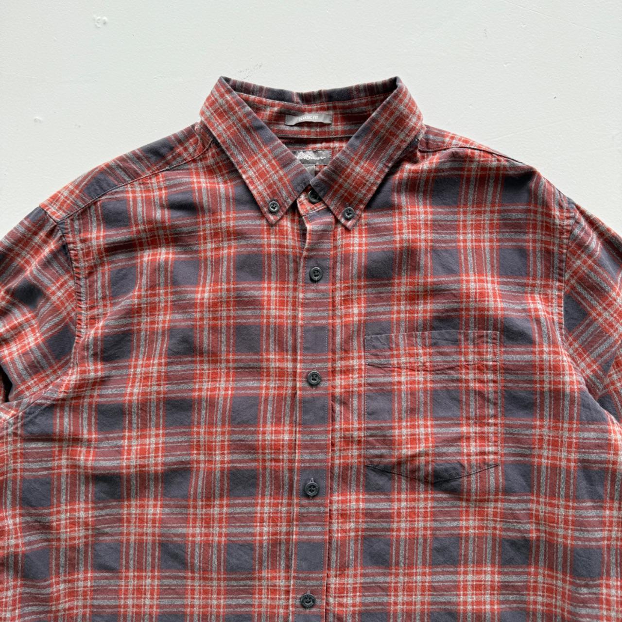 Red and Blue Checkered Eddie Bauer 90s Vintage Flannel Shirt - Large