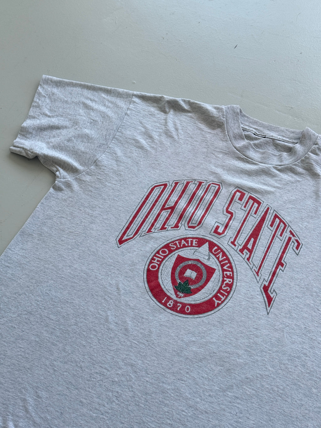 Grey Ohio State 90's Vintage Collage Graphic Single Stitch T-Shirt - XL