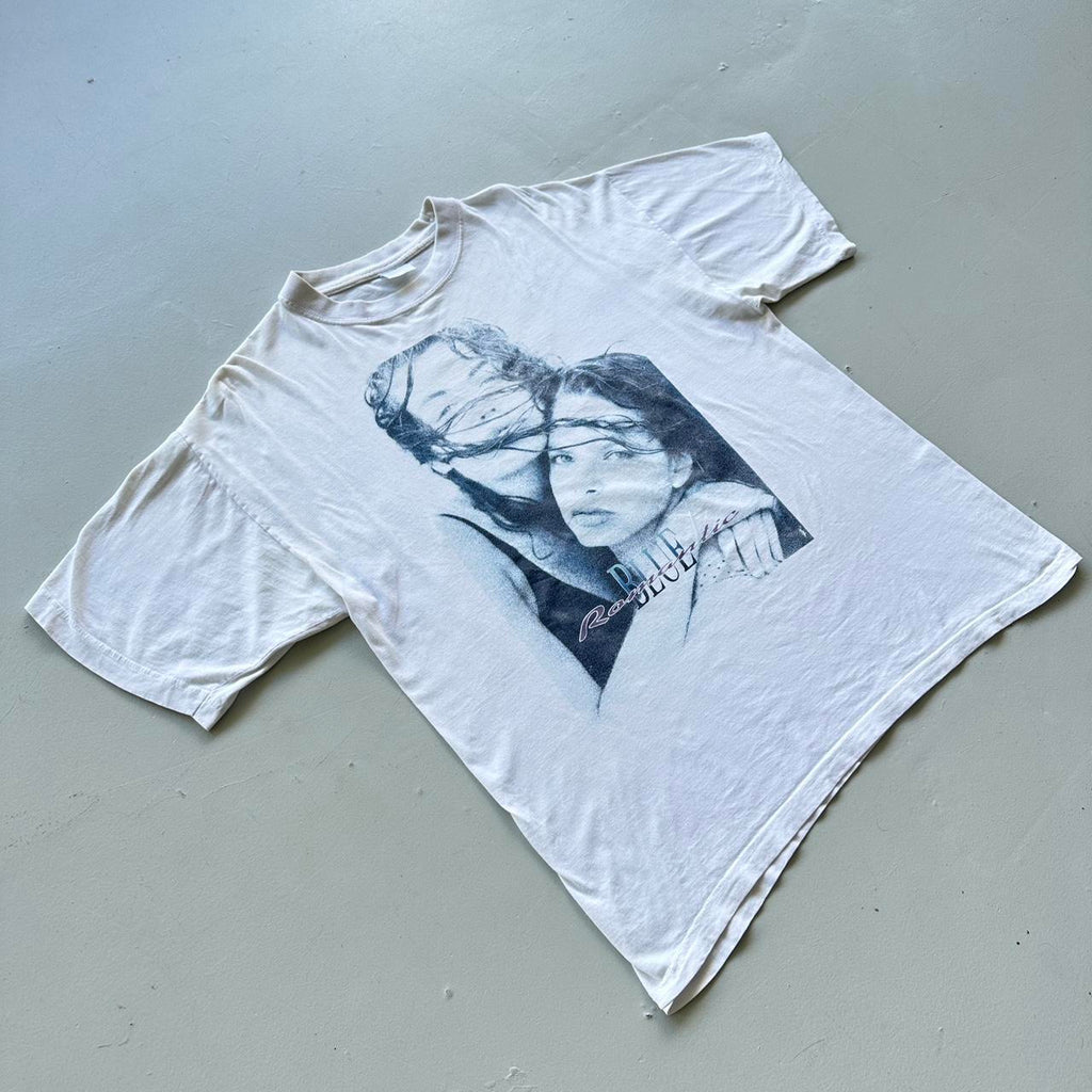White Blue Romantic 00's Vintage T-shirt - Large
