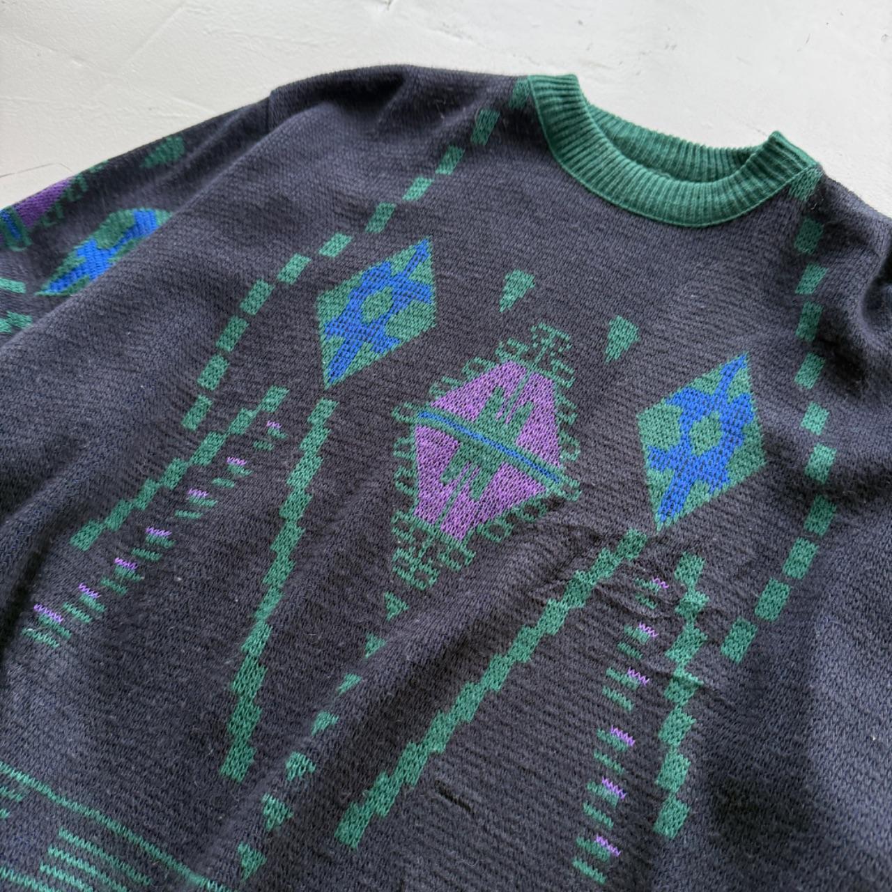 Navy Blue Woollen 90’s Vintage Heavy Knit Jumper - Large