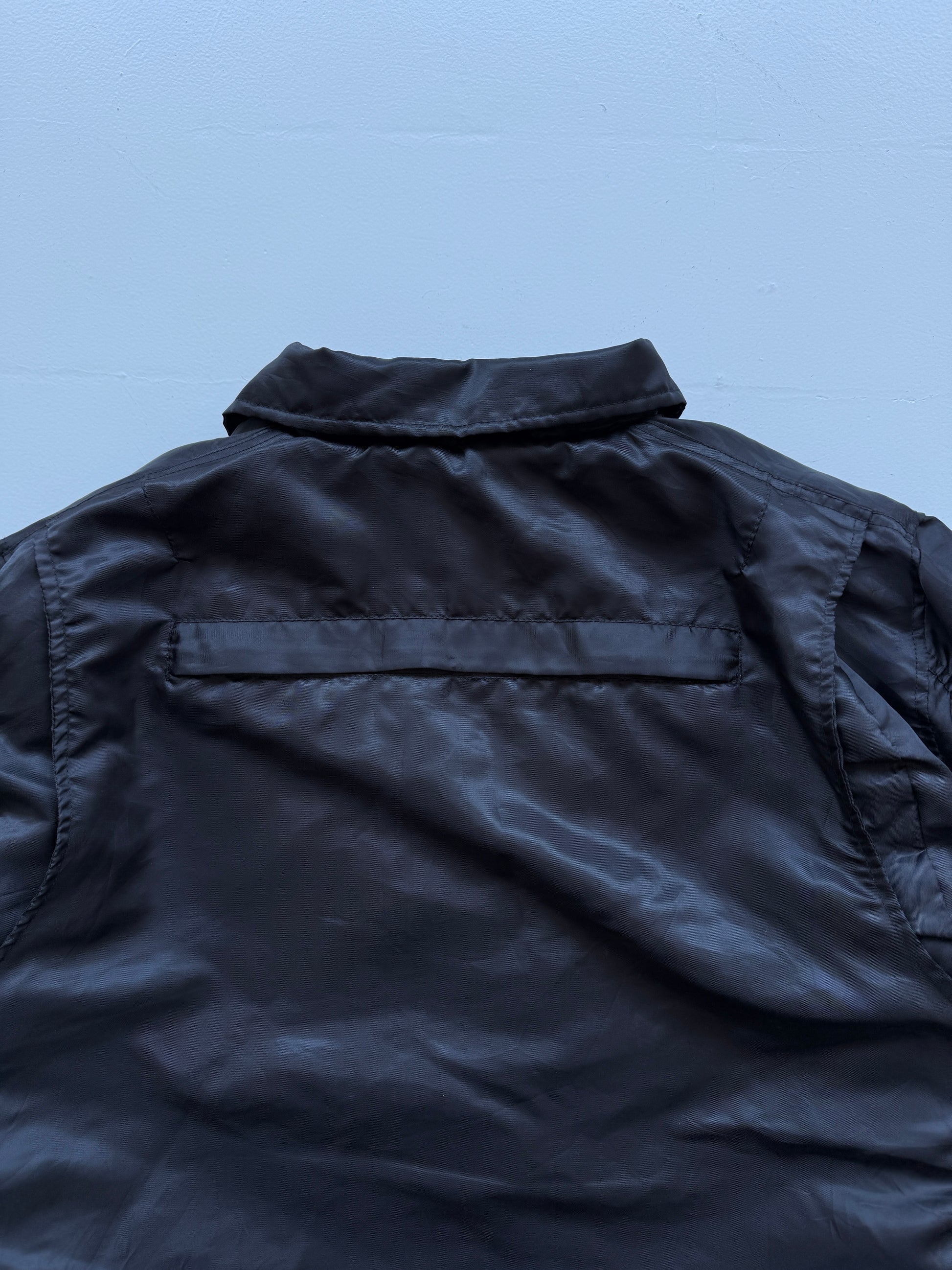 Black 90's Vintage Police Bomber Jacket - Large