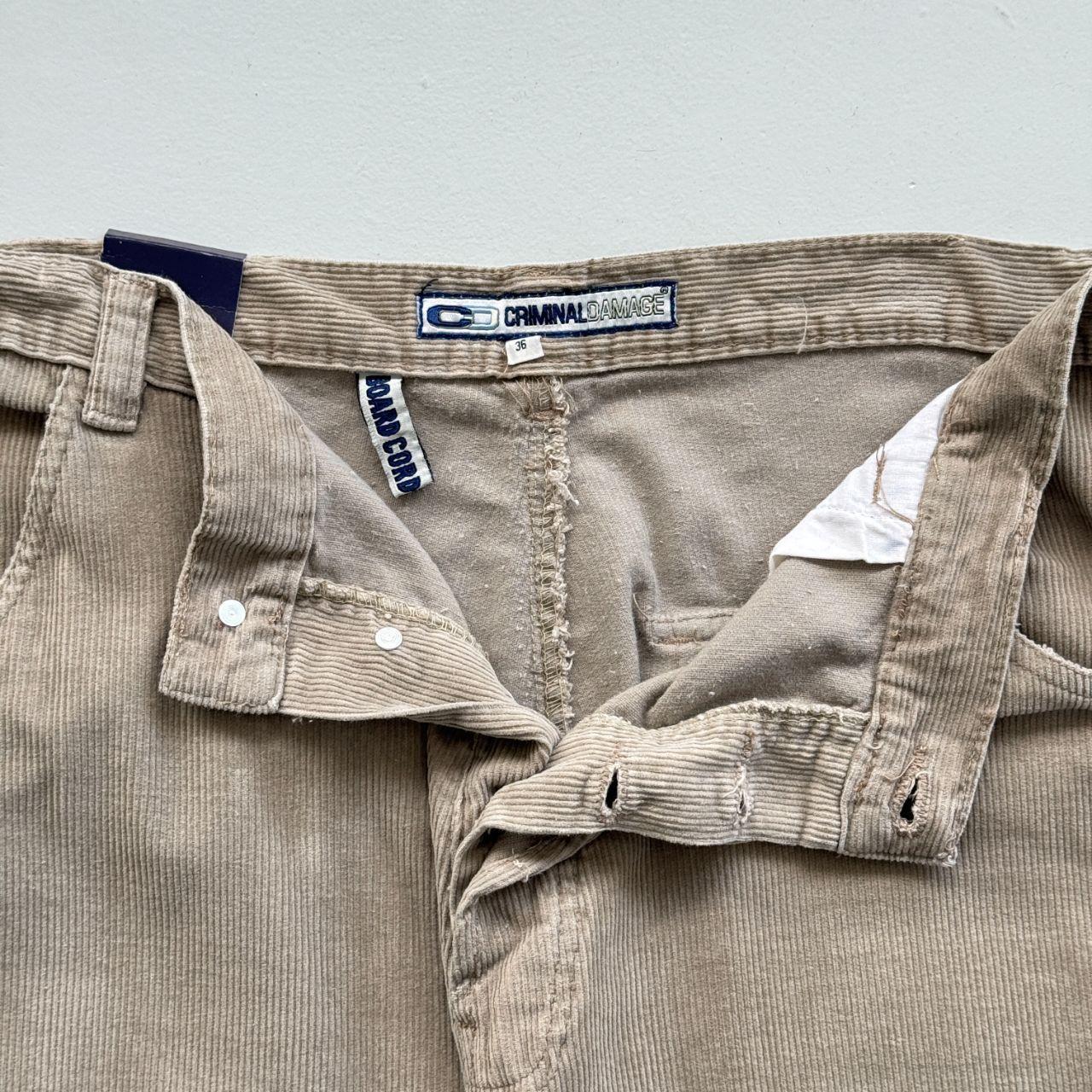 Cream Corduroy Criminal Damage 00's Vintage Cargo's - 36” x 32”