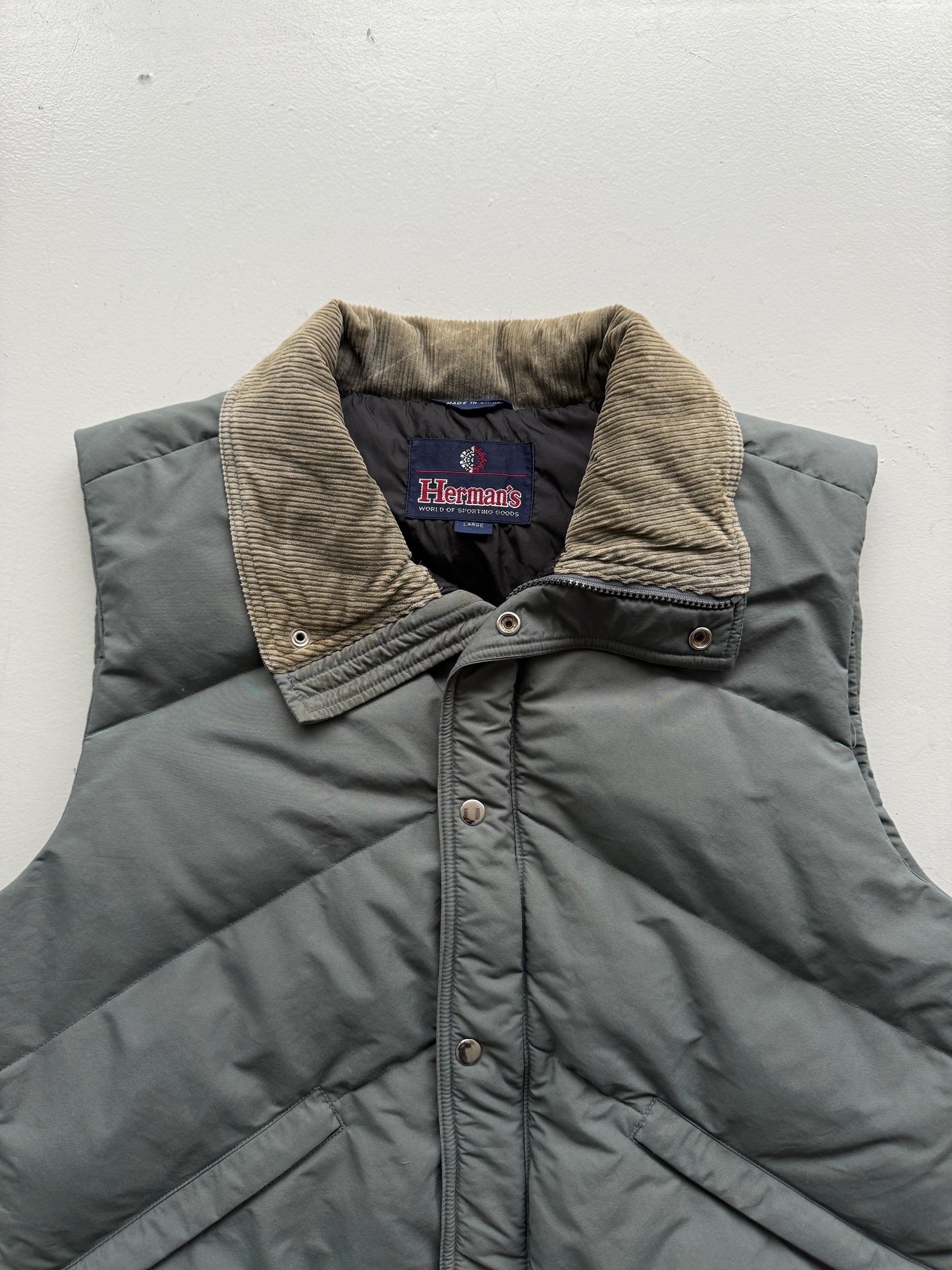 Grey Hermans 90's Vintage Puffer Vest Body Warmer - Large