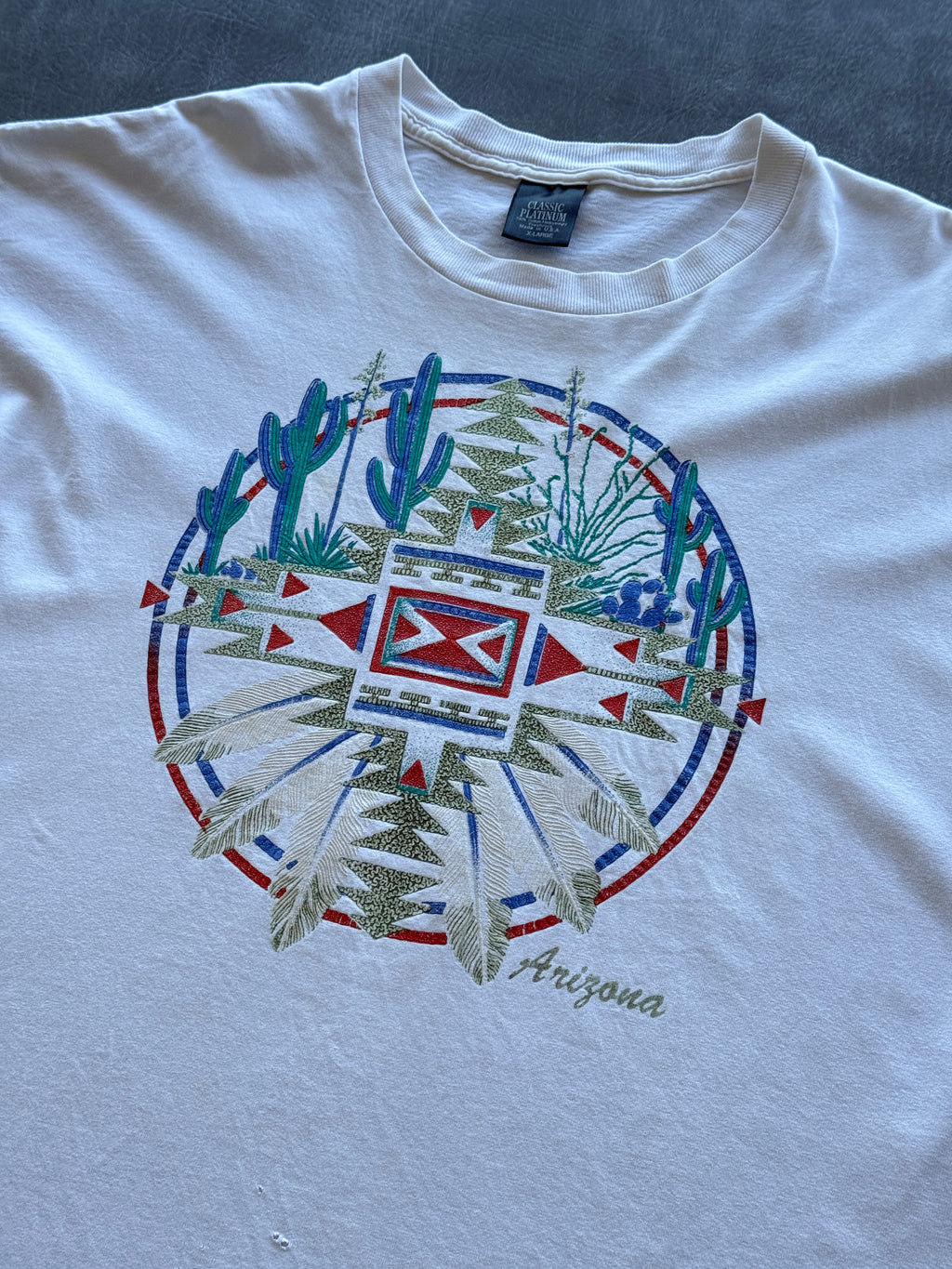 White Arizona Native Southwest 90's Vintage Single Stitch Graphic T-Shirt - XL