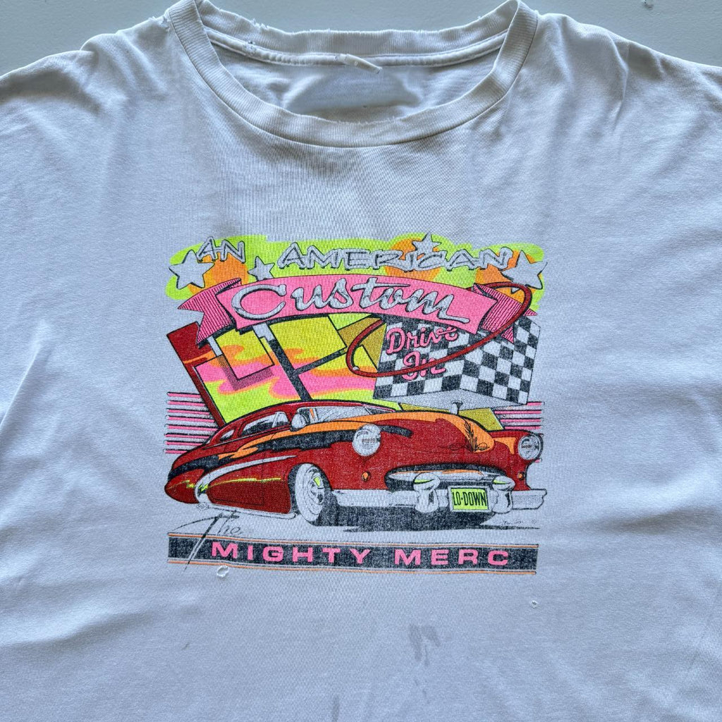 White Custom Cars Hot Rods Thrashed Vintage 90s T-shirt - XL