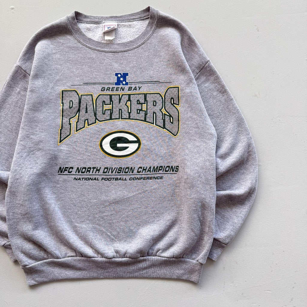 Grey Green Bay Packers 00's Graphic Vintage Sweatshirt - Large