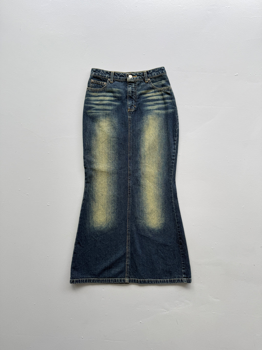 Mid Blue Jeanology 00's Vintage Y2K Faded Maxi Skirt - Size 4