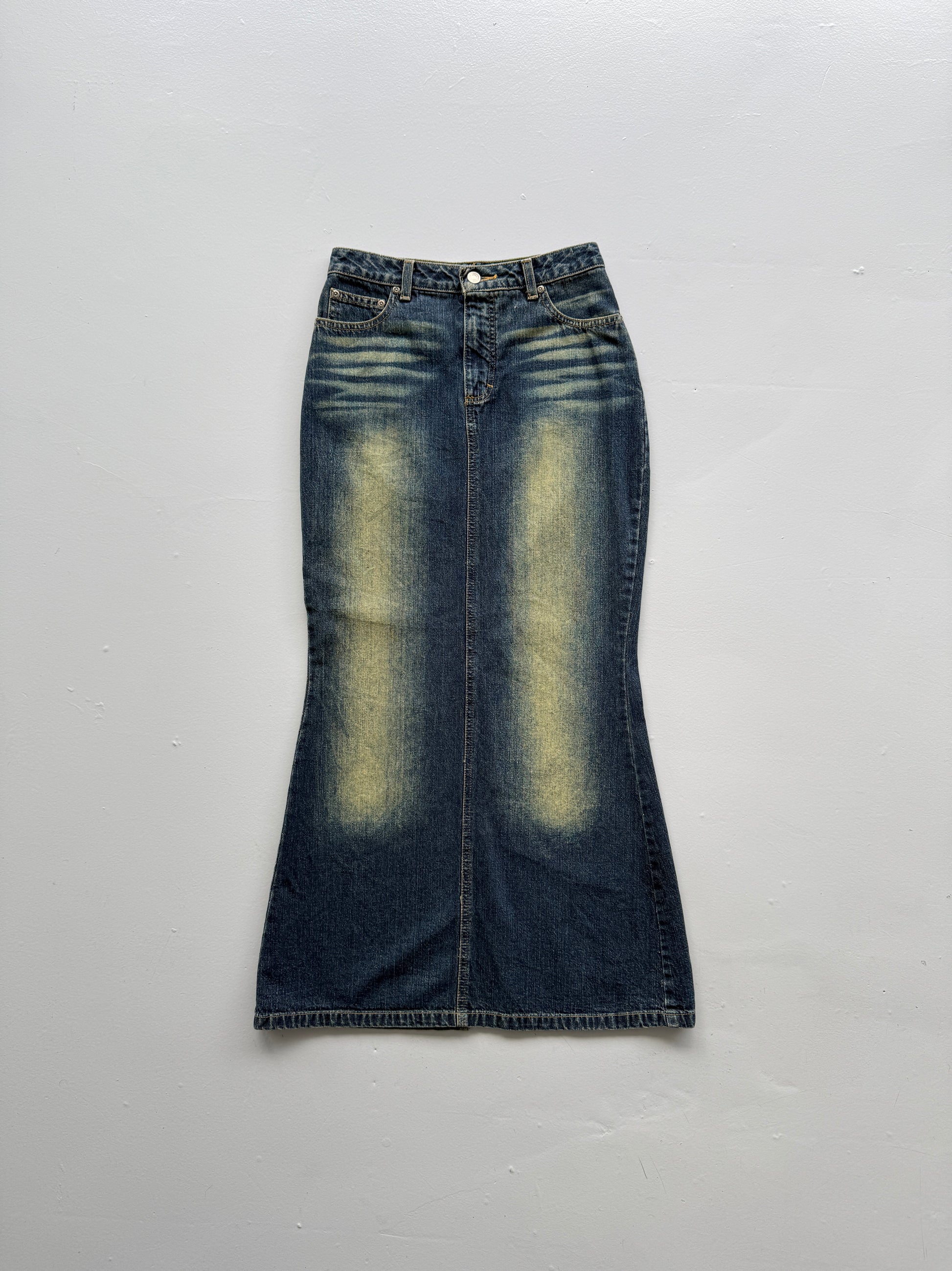 Mid Blue Jeanology 00's Vintage Y2K Faded Maxi Skirt - Size 4
