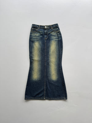 Mid Blue Jeanology 00's Vintage Y2K Faded Maxi Skirt - Size 4