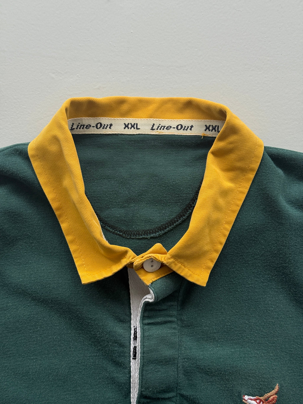 Green South Africa Springboks 90's Vintage Long Sleeve Rugby Polo Jersey - XL