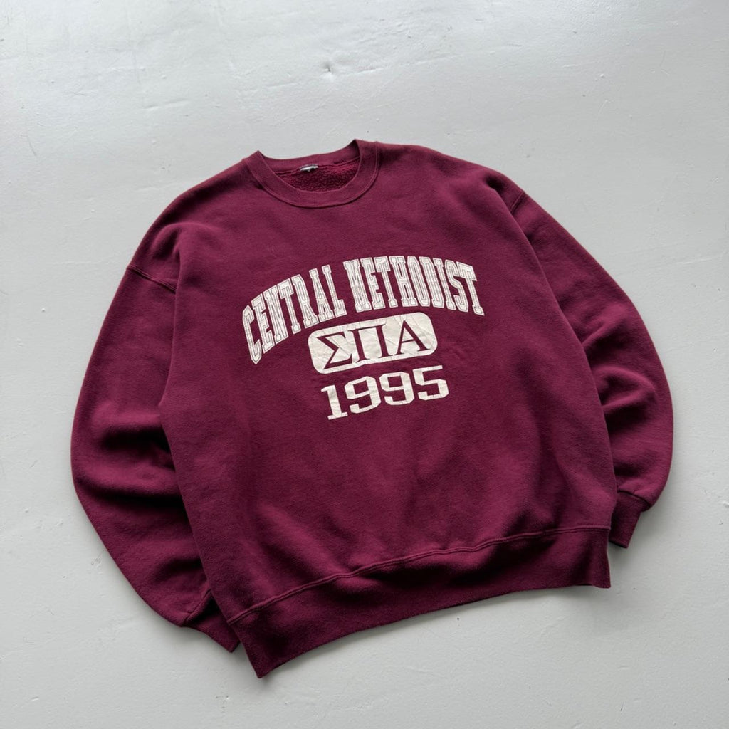 Maroon Collage Frat 90's Vintage Graphic Sweatshirt - Large