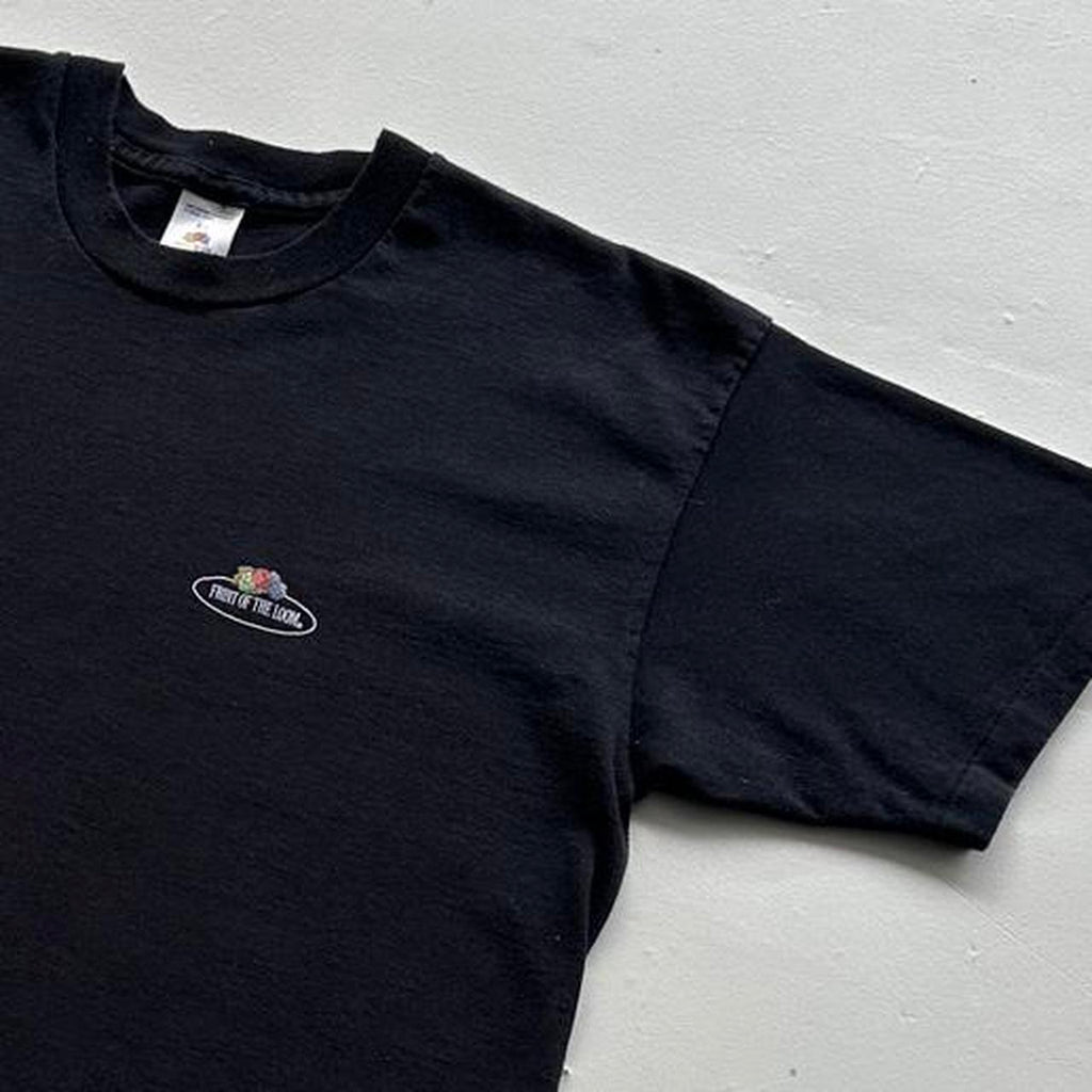 Fruit Of The Loom Black Blank 90s Vintage T-shirt - Large