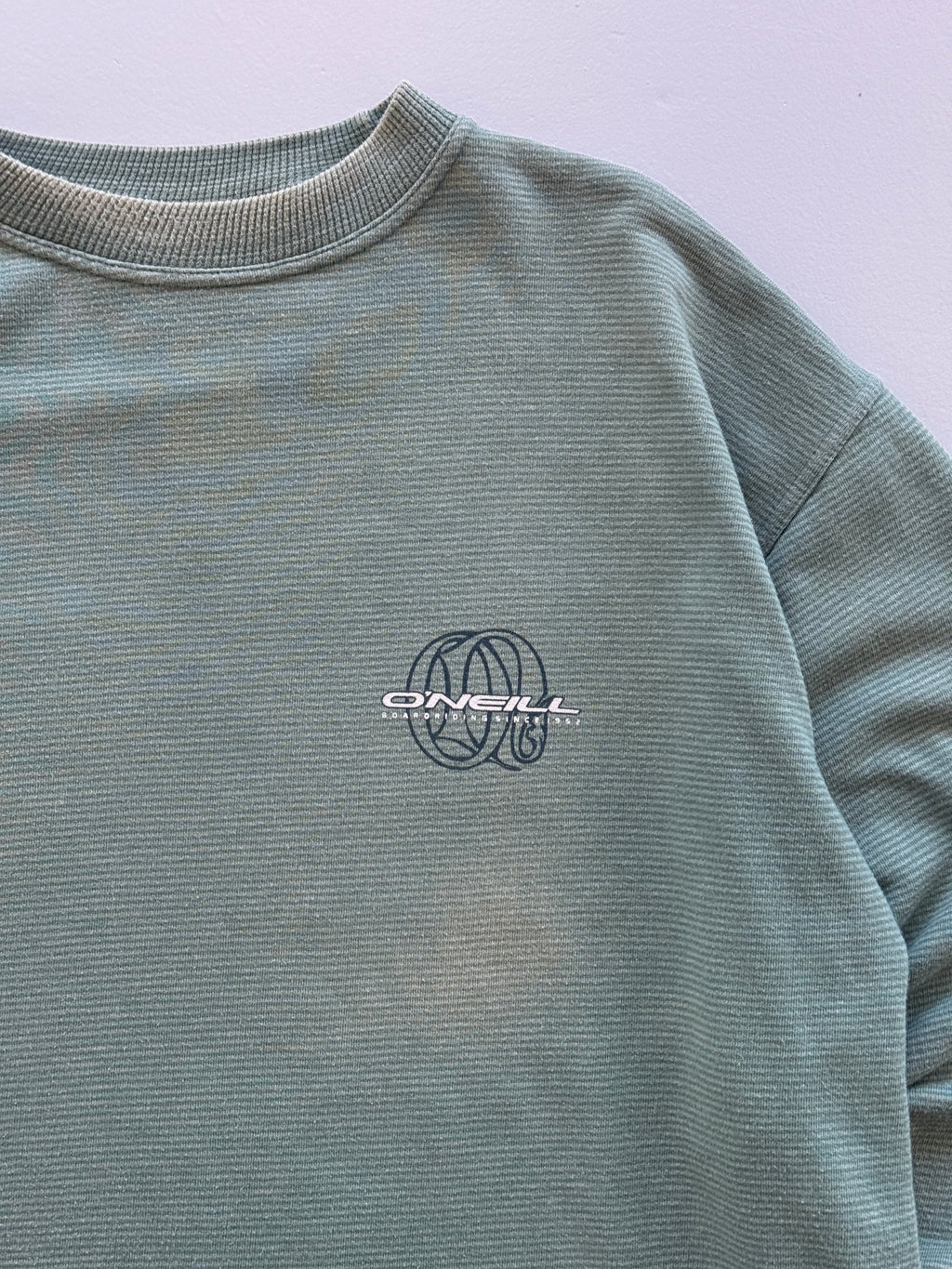 Green Striped O'Neill 90's Vintage Sun Faded Surfer Graphic Sweatshirt - XL