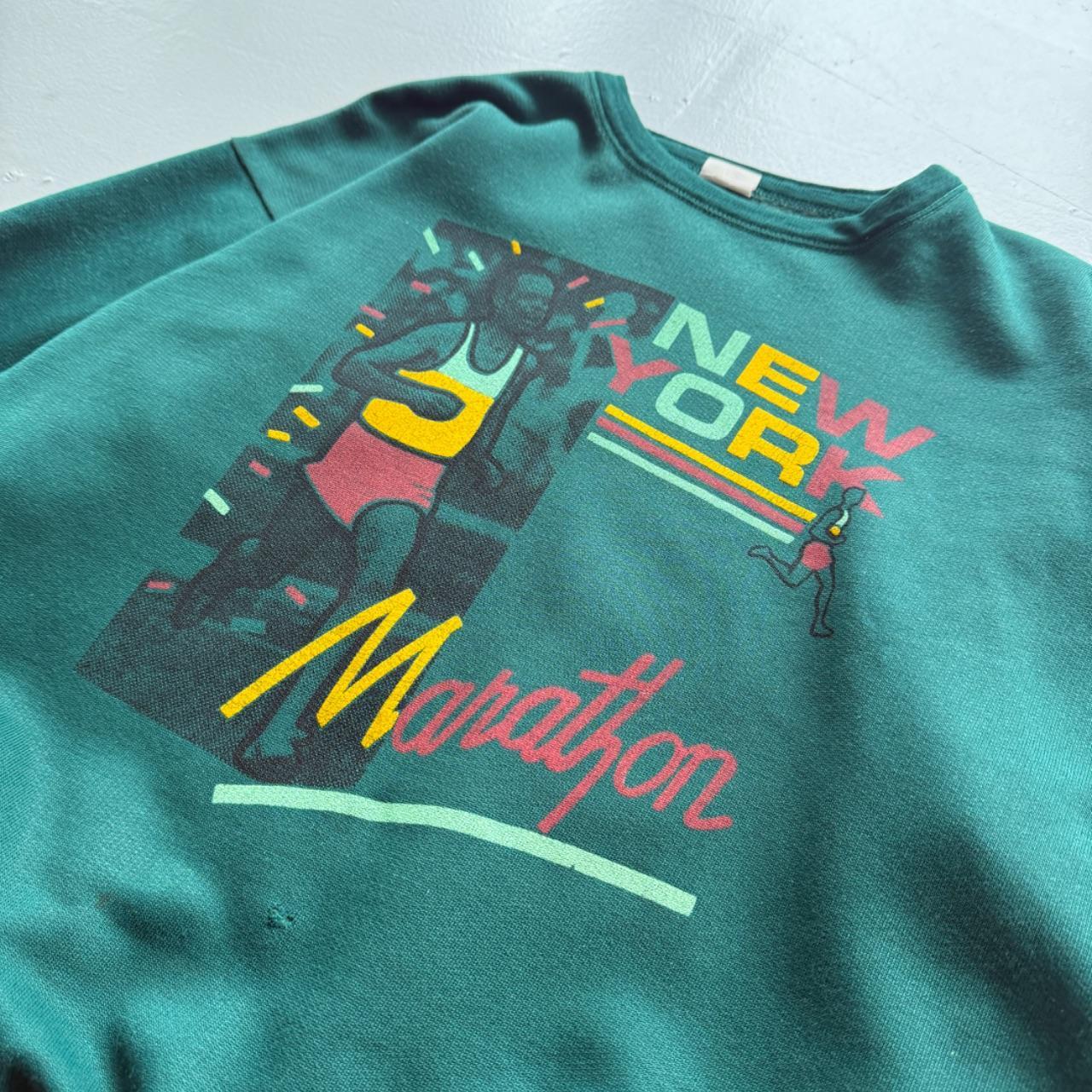 Green New York Marathon 90s Vintage Graphic Sweatershirt - Small