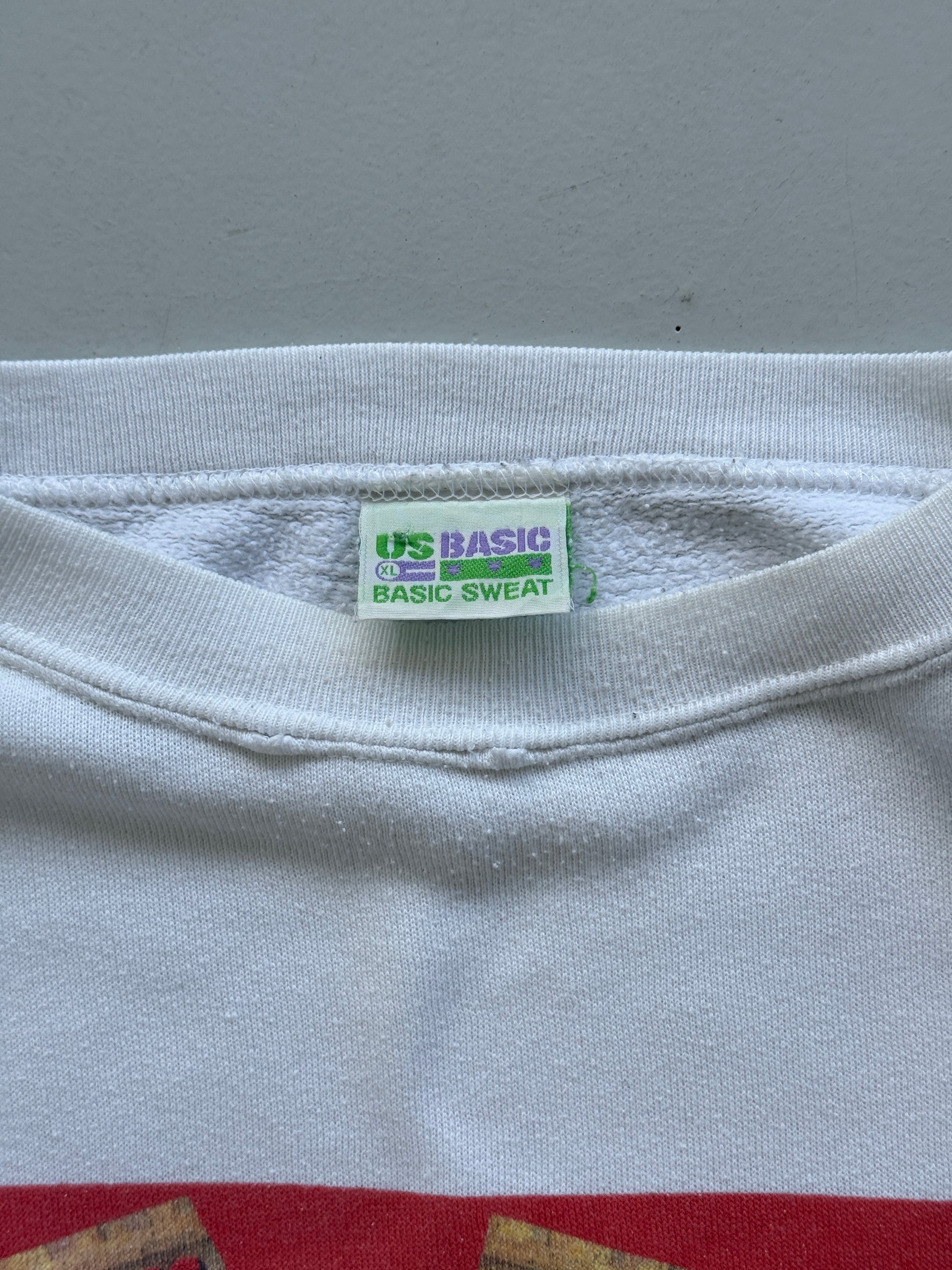 White Carrefour 90's Vintage French Graphic Sweatshirt Jumper - Large