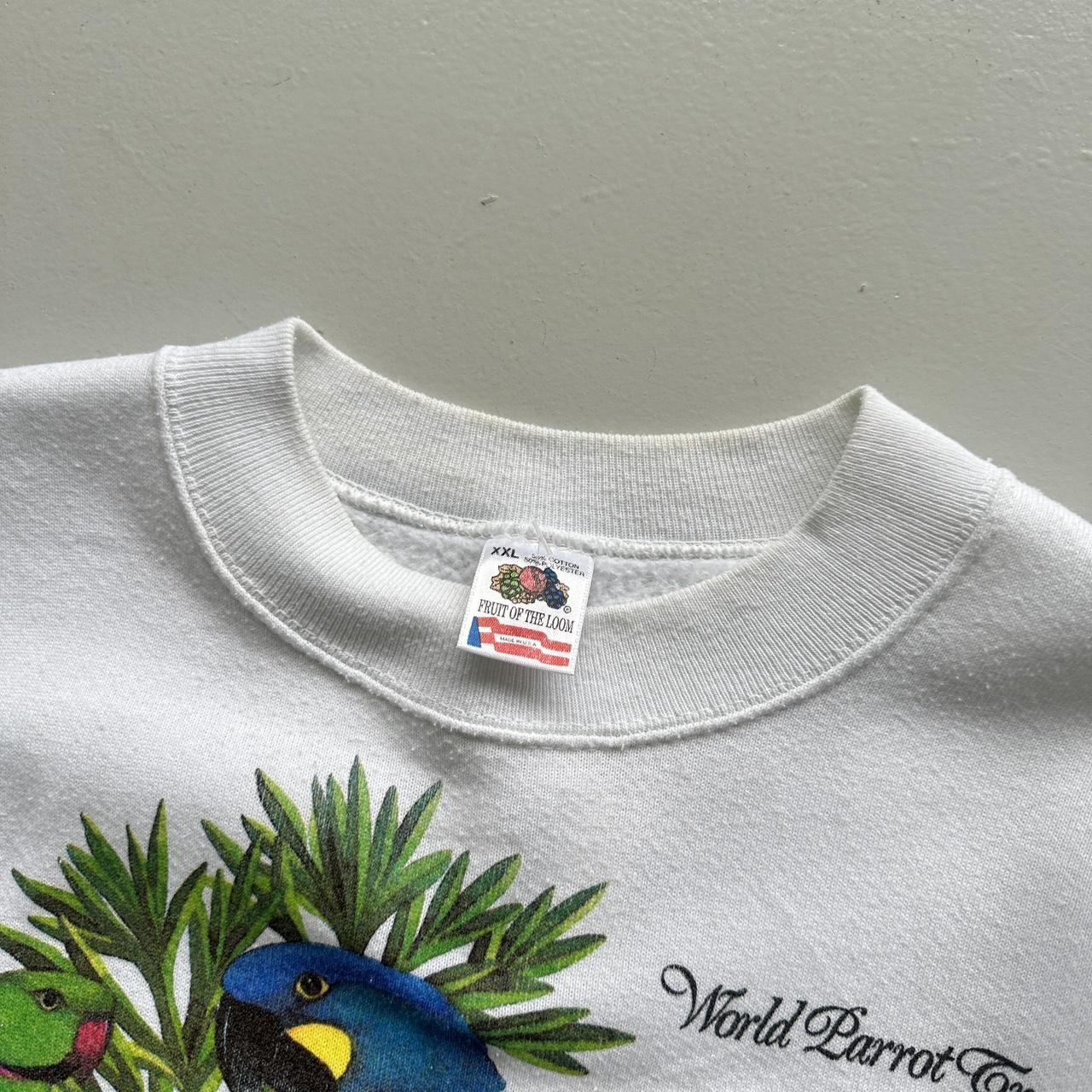White Save the Parrots 90’s Vintage Graphic Sweatshirt - XL