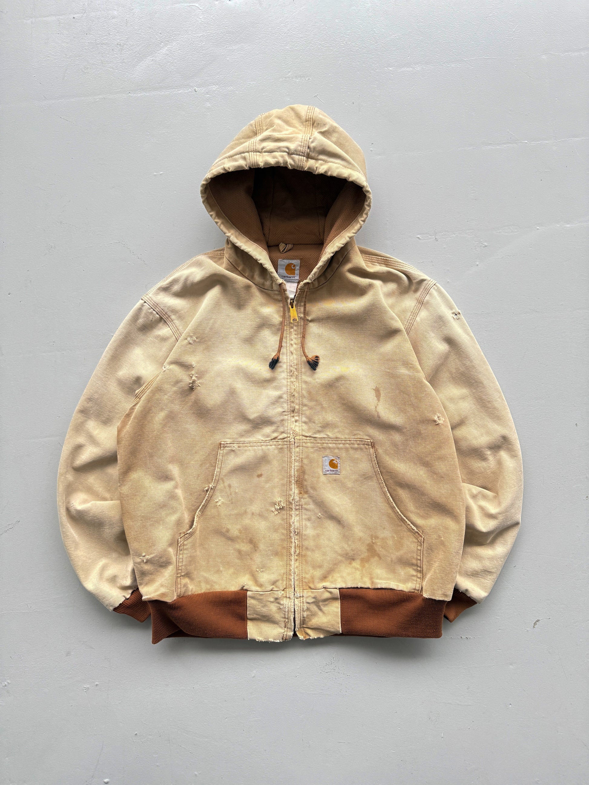 Cream Carhartt 90's Vintage Thrashed Workwear Active Jacket - Large