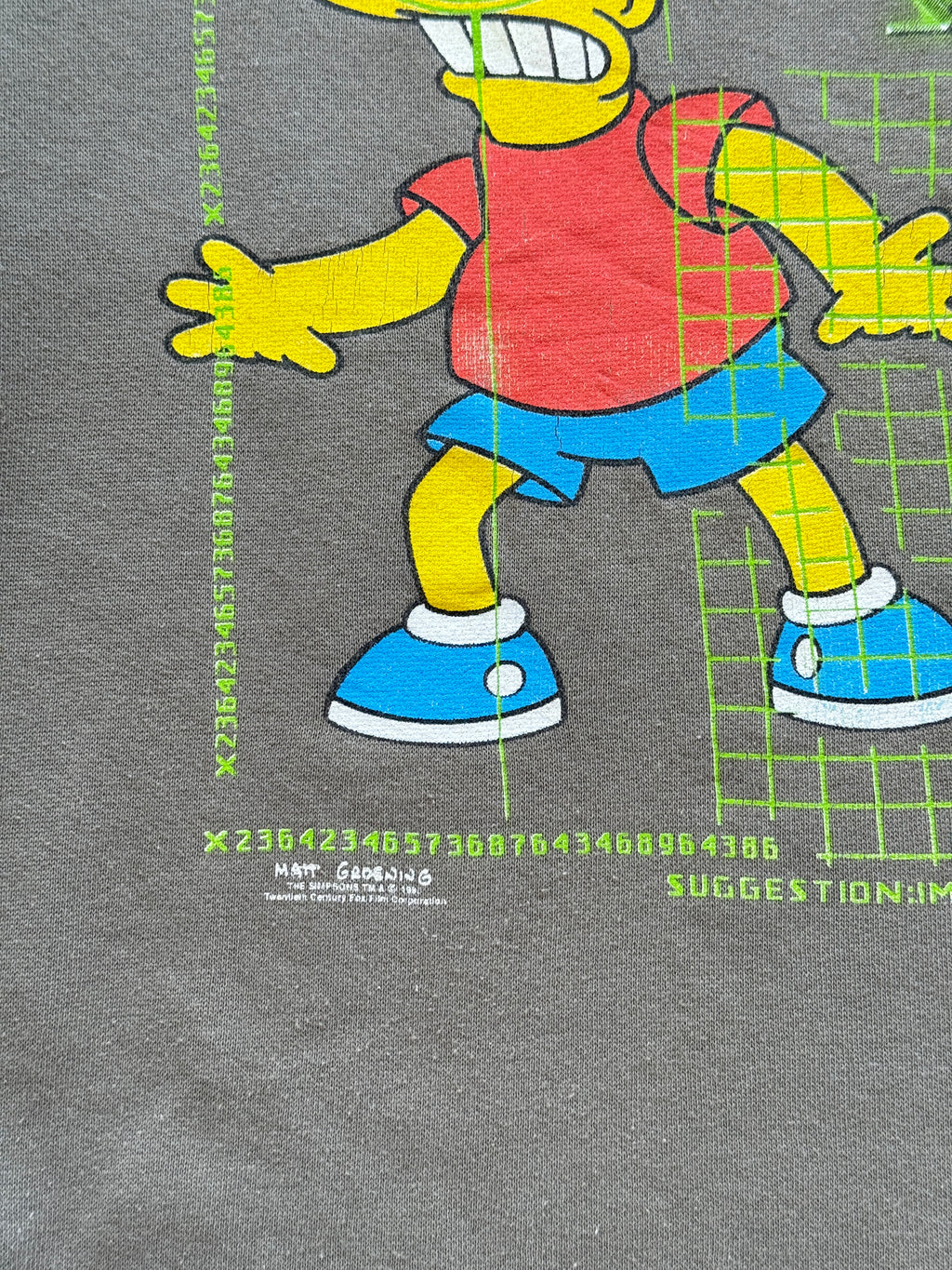 Bart Simpson Alert Dangerous Subject 90's Vintage Sweatshirt - Medium Oversized