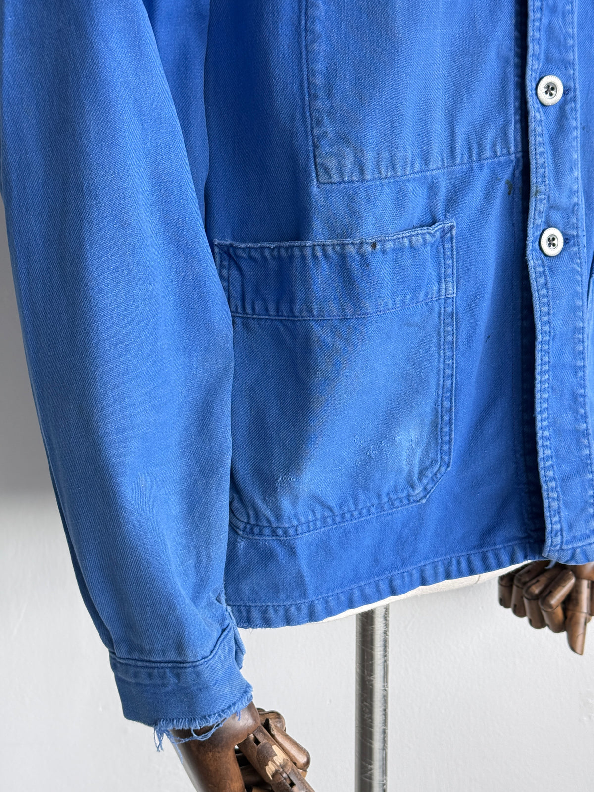 Thrashed Blue Adolphe Lafont 70's Vintage Workwear Chore Jacket CH522 - Small