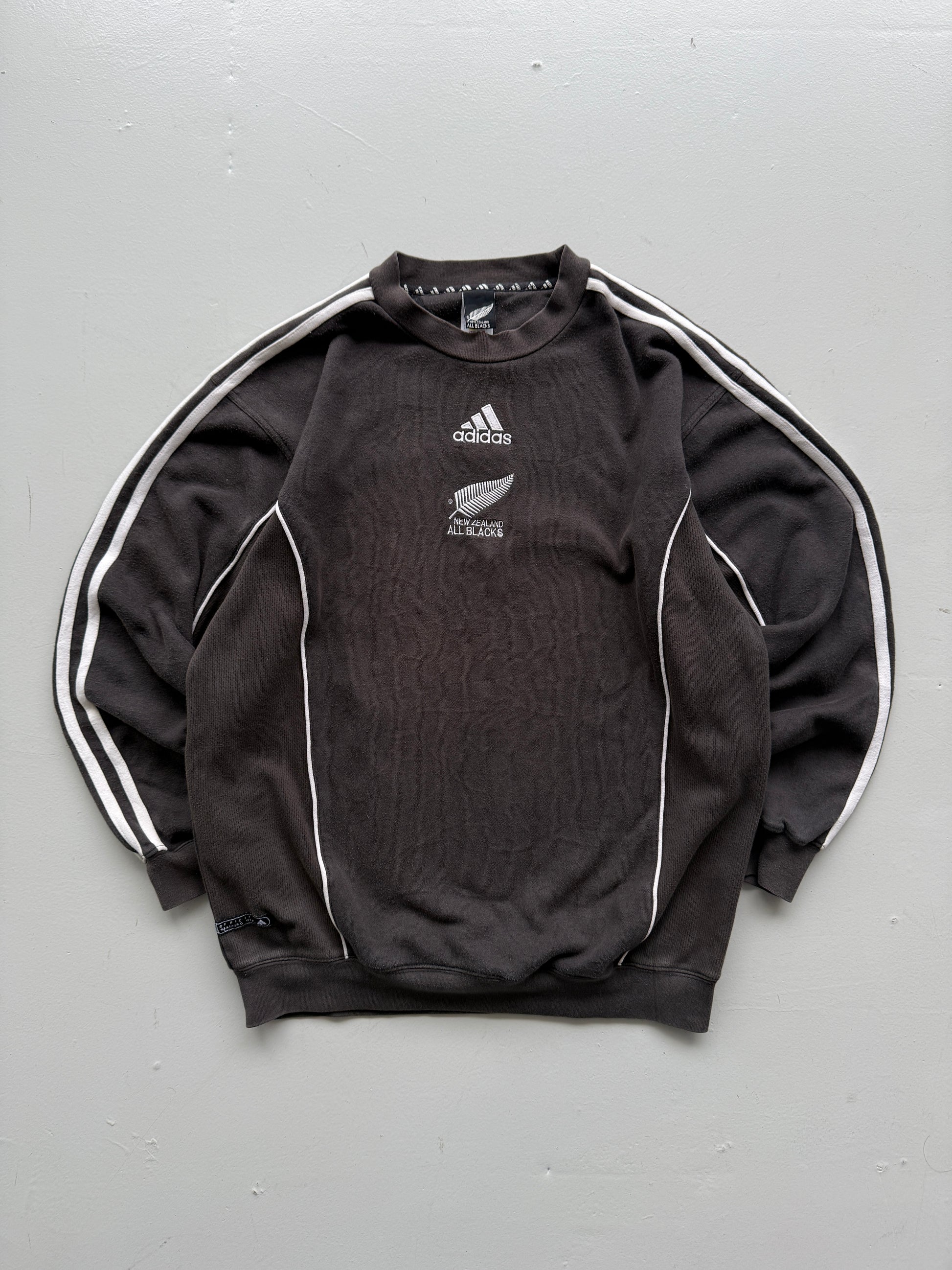 Black New Zealand 1999 Adidas All Blacks Rugby Training Sweatshirt - Medium
