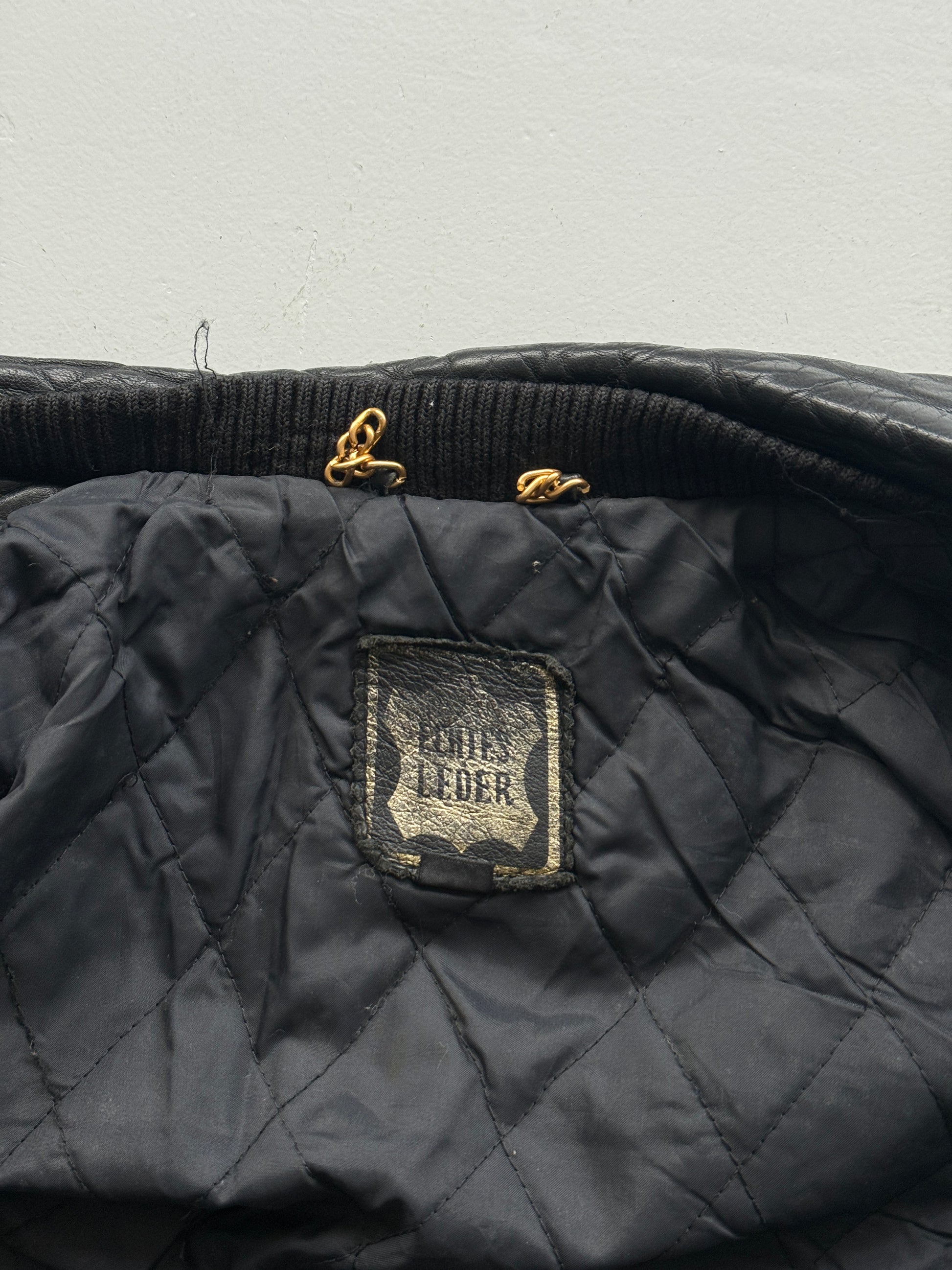 Black & Red 90's Vintage leather Biker Jacket - Mens Small - Womens 10