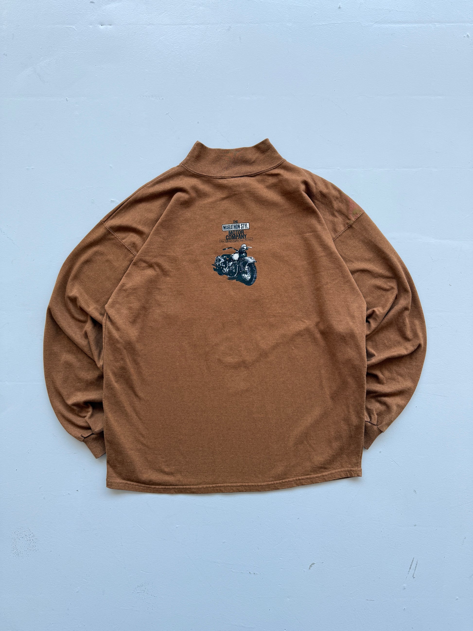 Tan Motor Marathon 90's Vintage Thick Long Sleeve T-Shirt - XL