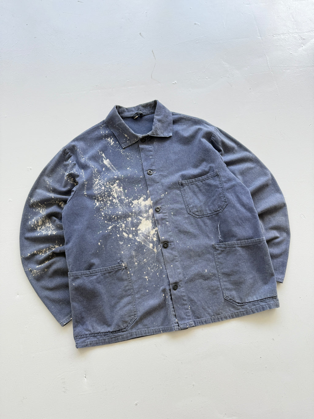 Thrashed Blue French Vintage Workwear Chore Jacket CH362 - Medium