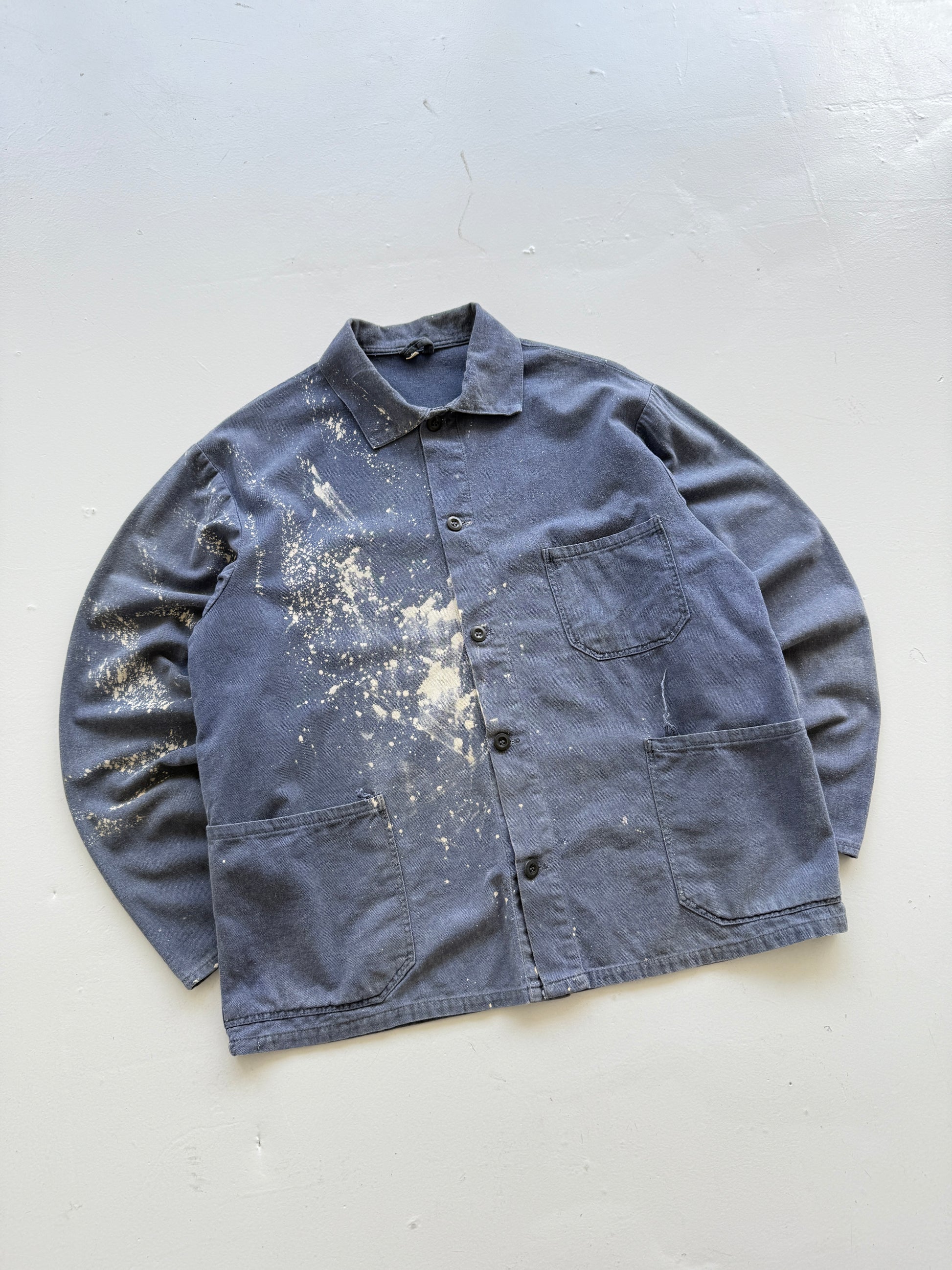 Thrashed Blue French Vintage Workwear Chore Jacket CH362 - Medium