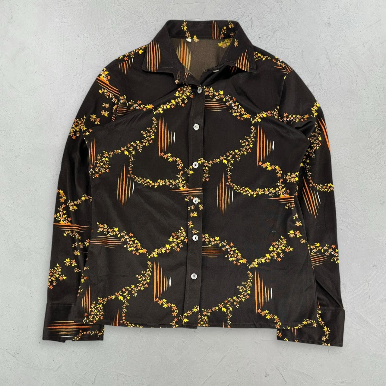 Vintage 70s Patterned Shirt - Small Size 8/10