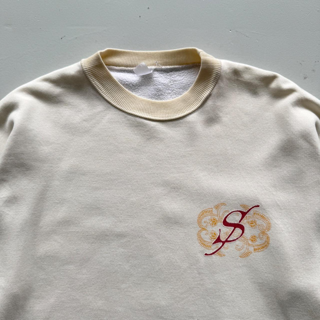 White Cream 90s Vintage Snowboard Graphic Sweatshirt - Medium