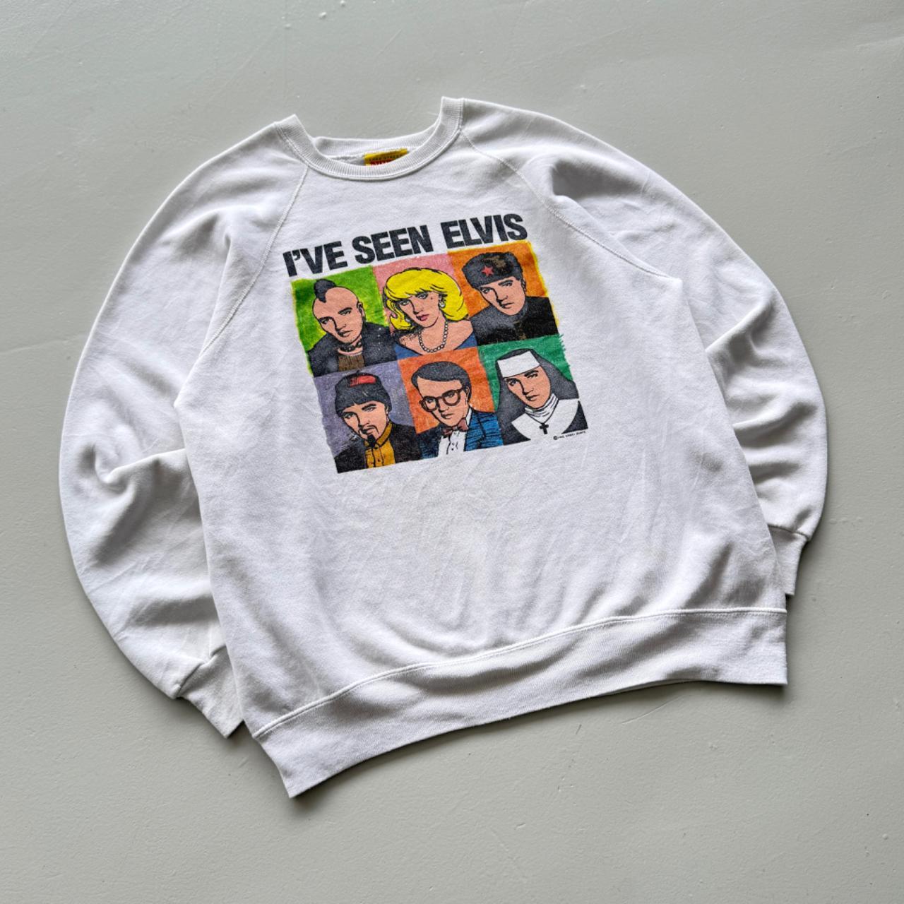 White I've Seen Elvis 90’s Vintage Graphic Sweatshirt - Large