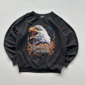 Black Harley Davidson 3D Emblem Rare 90’s Vintage Sweatshirt - Medium