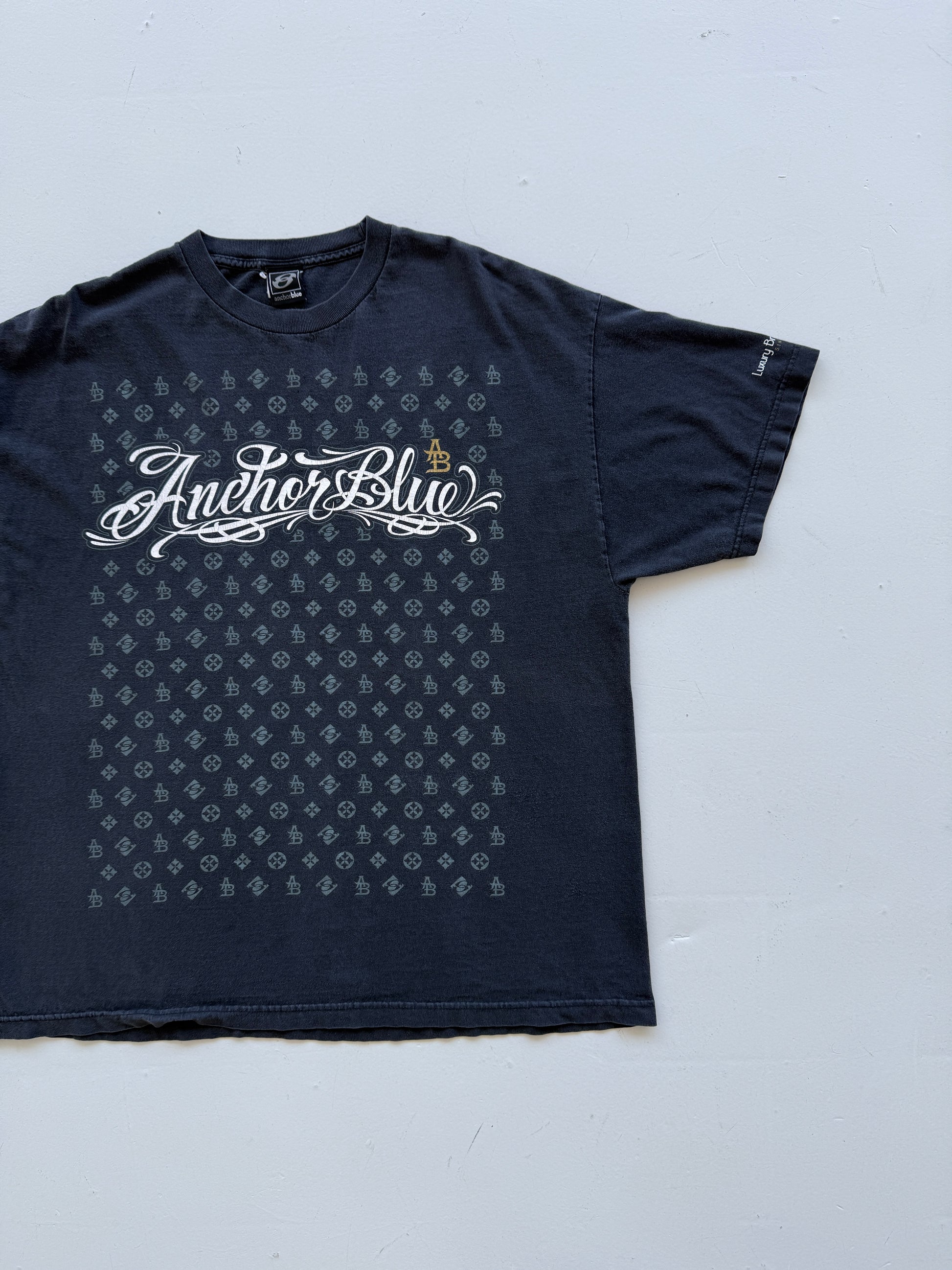 Black Anchor Blue 00's Vintage Y2K Graphic T-Shirt - XL