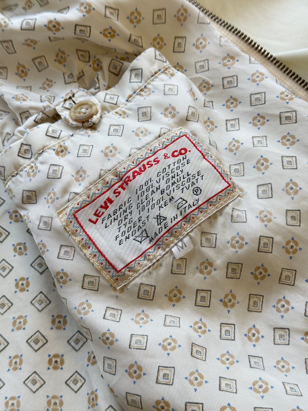 Levi's Cream Vintage Bomber Jacket 90's Lightweight - Small