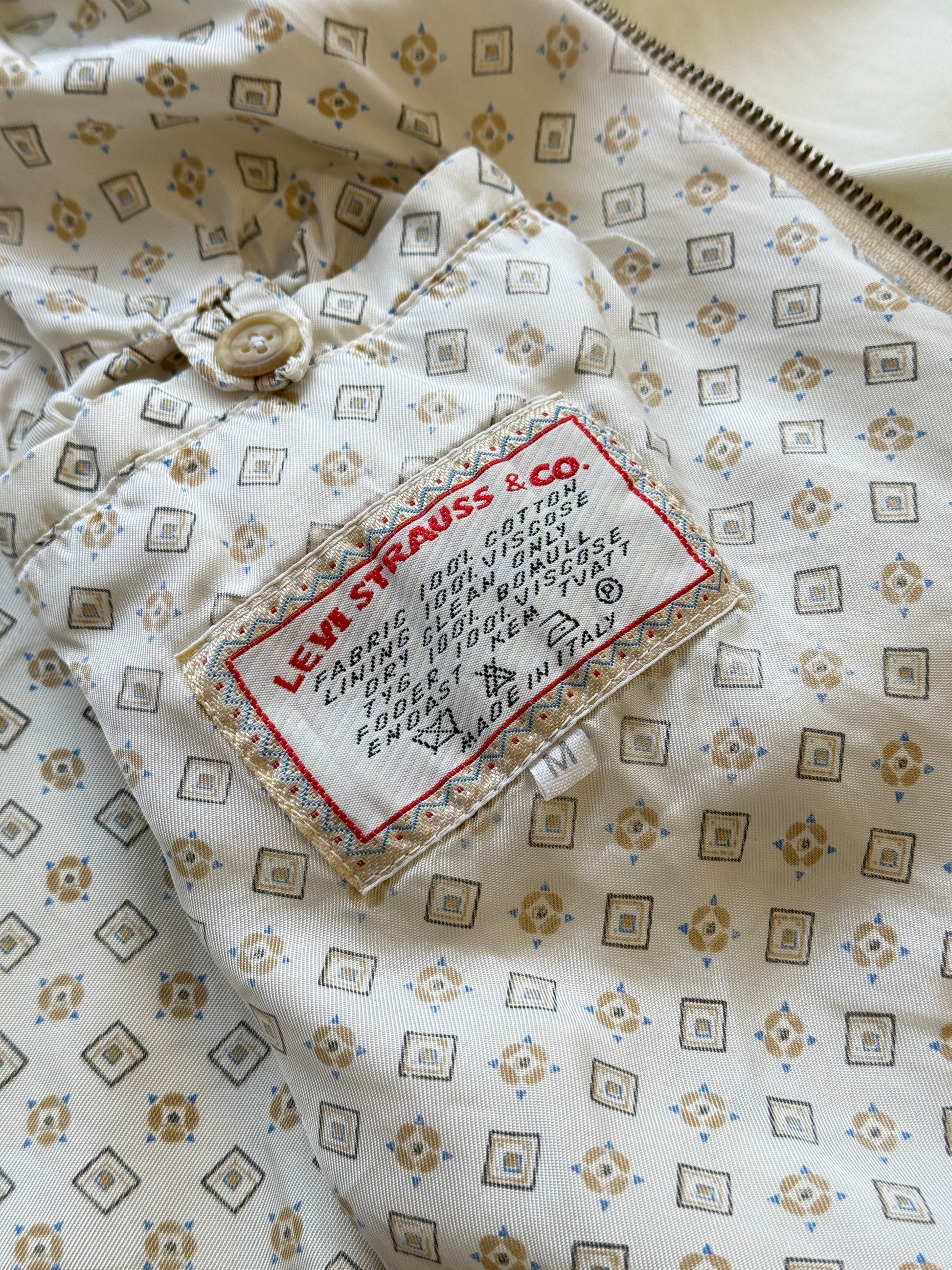 Levi's Cream Vintage Bomber Jacket 90's Lightweight - Small