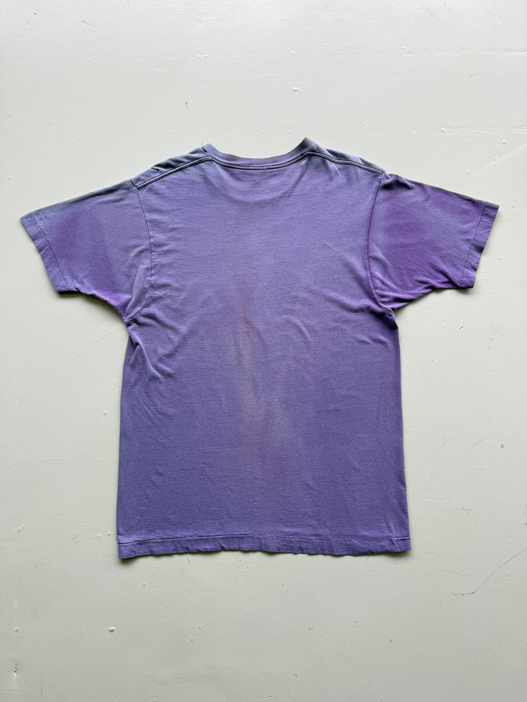 Purple Ghost Pocket Sun Faded Vintage Single Stitch Pocket T-Shirt - Large